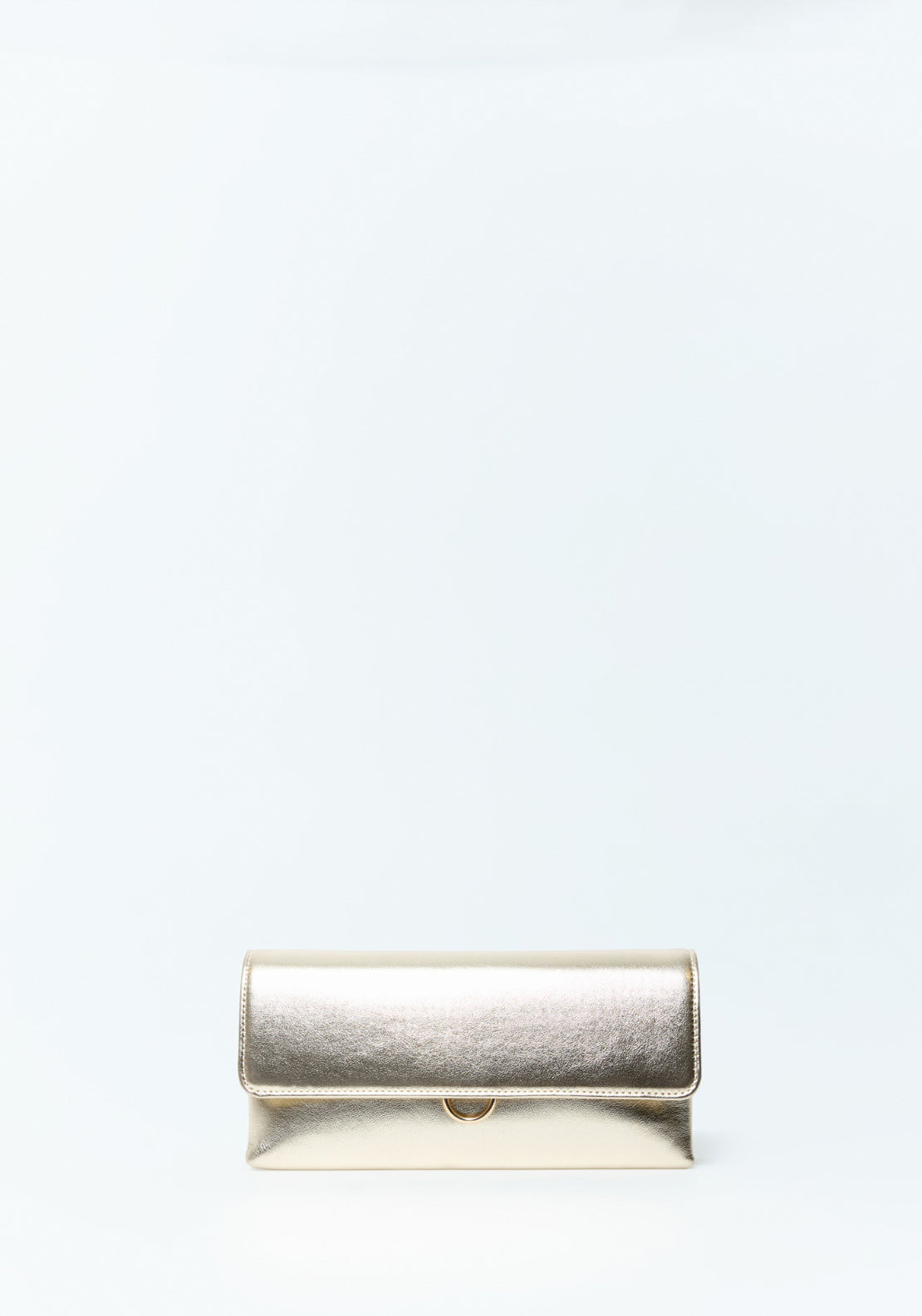 Elongated Metallic Bag - Gold