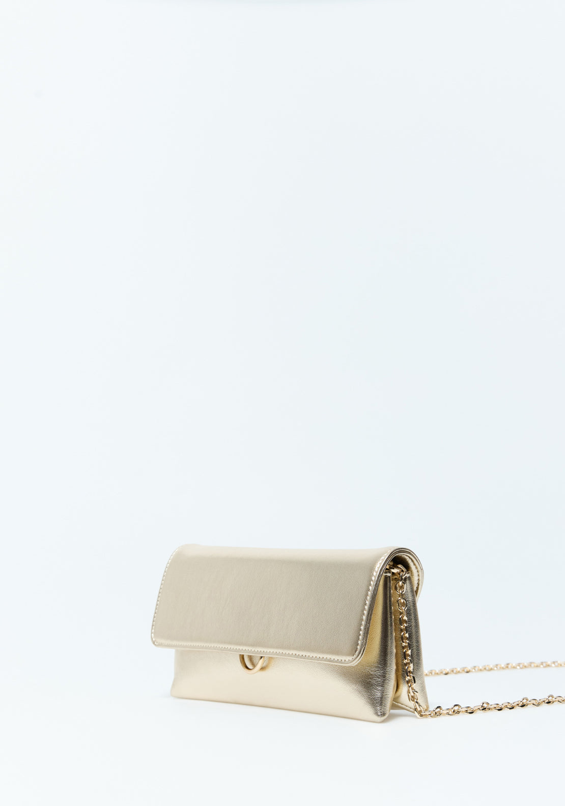 Elongated Metallic Bag - Gold