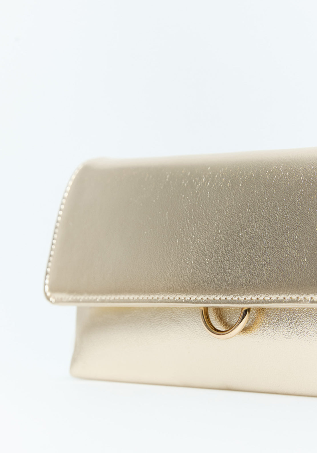 Elongated Metallic Bag - Gold
