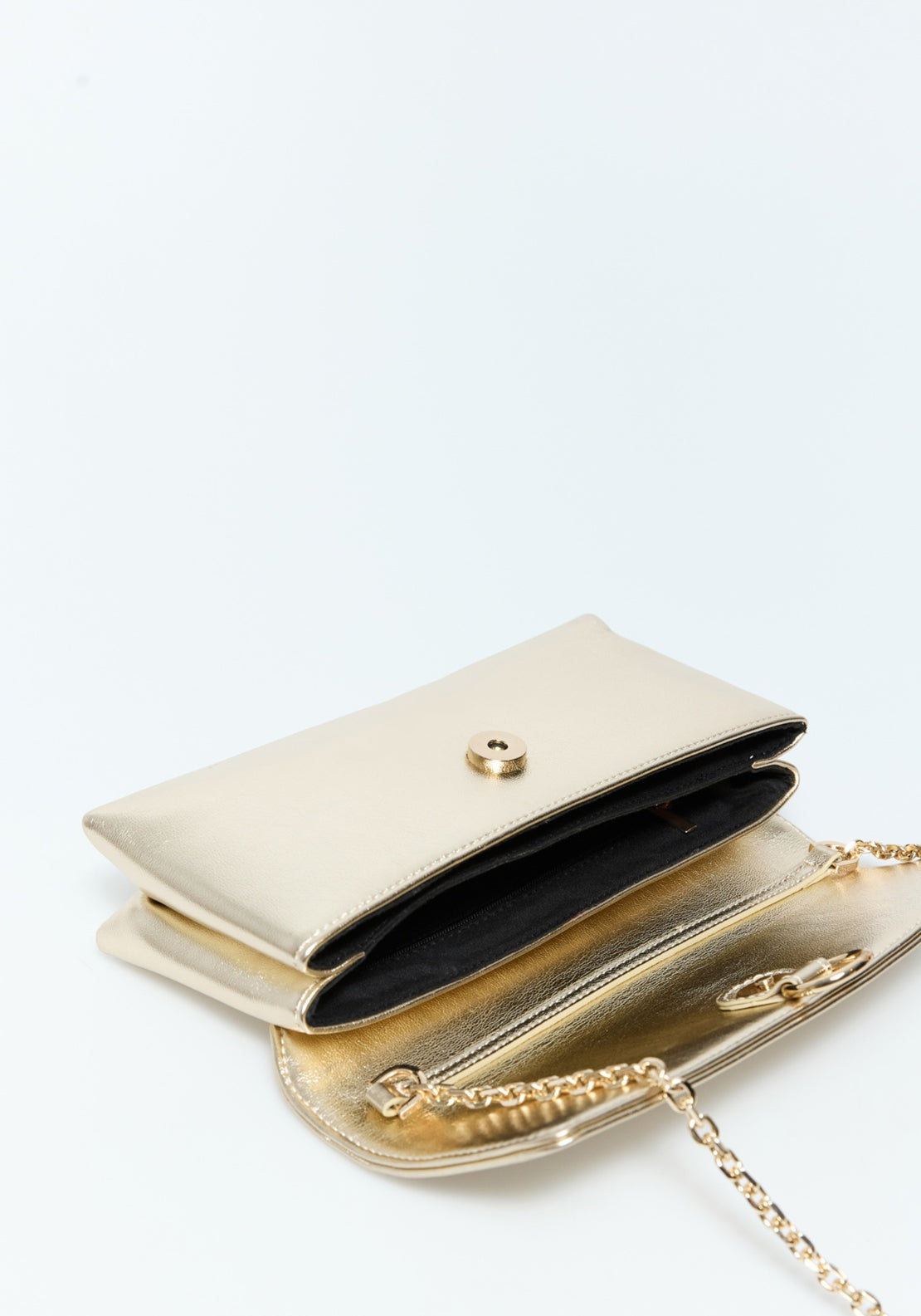 Elongated Metallic Bag - Gold