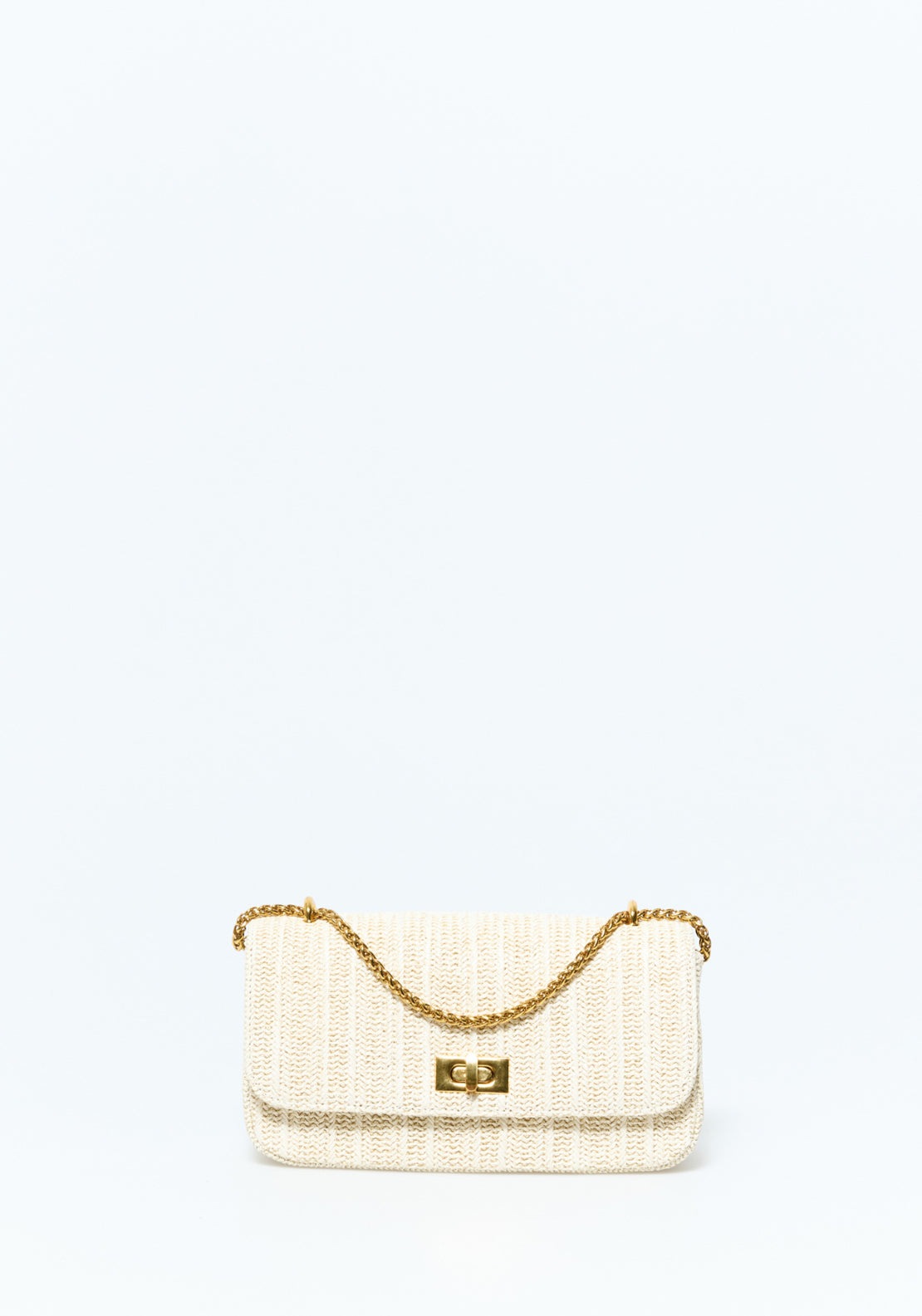 Raffia Crossbody With Clasp - Ecru