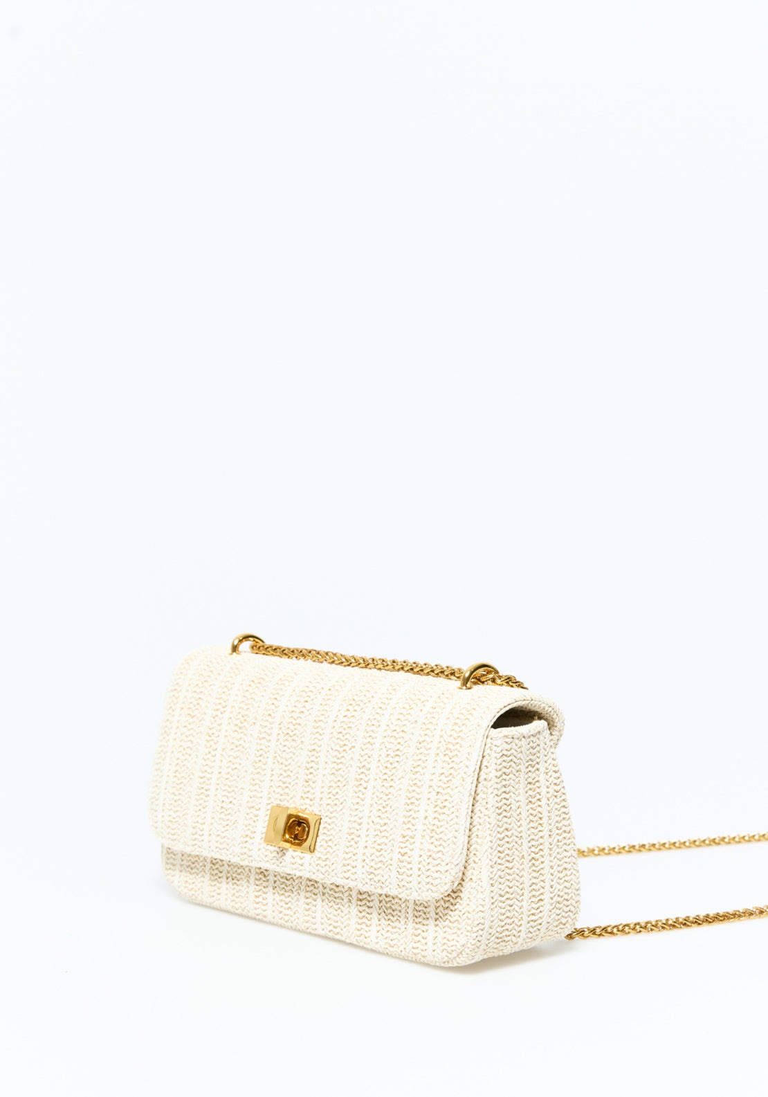 Raffia Crossbody With Clasp - Ecru
