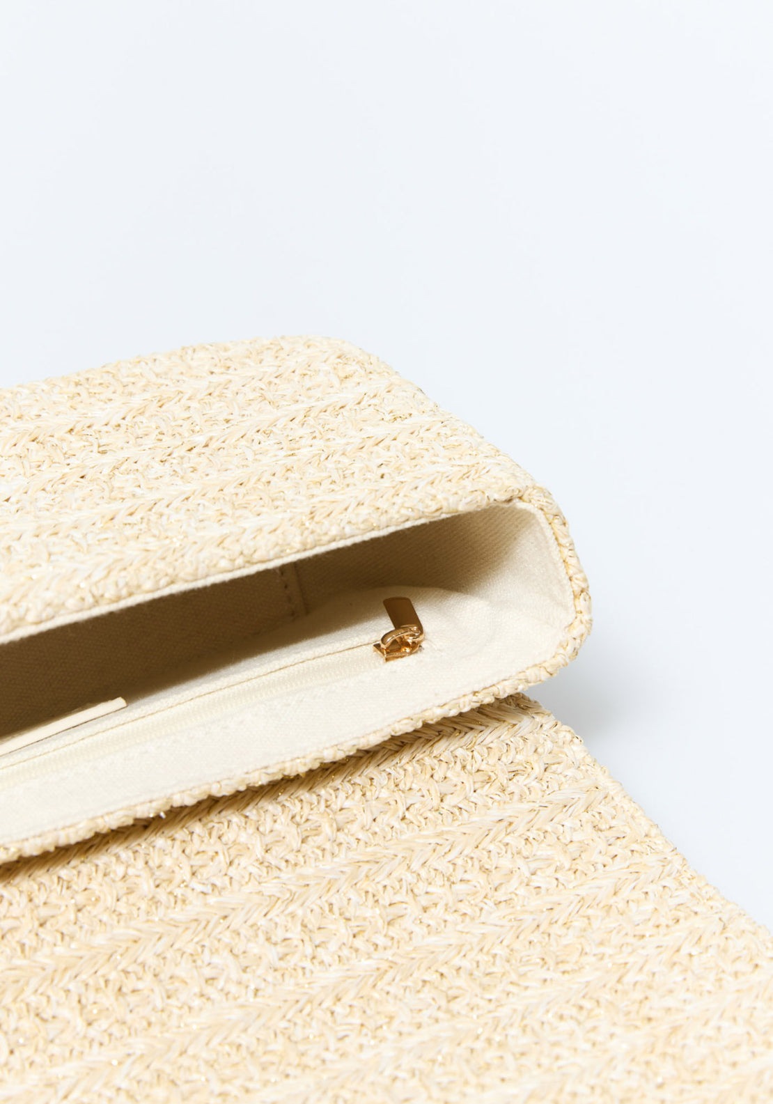 Natural Raffia Crossbody Bag - Gold