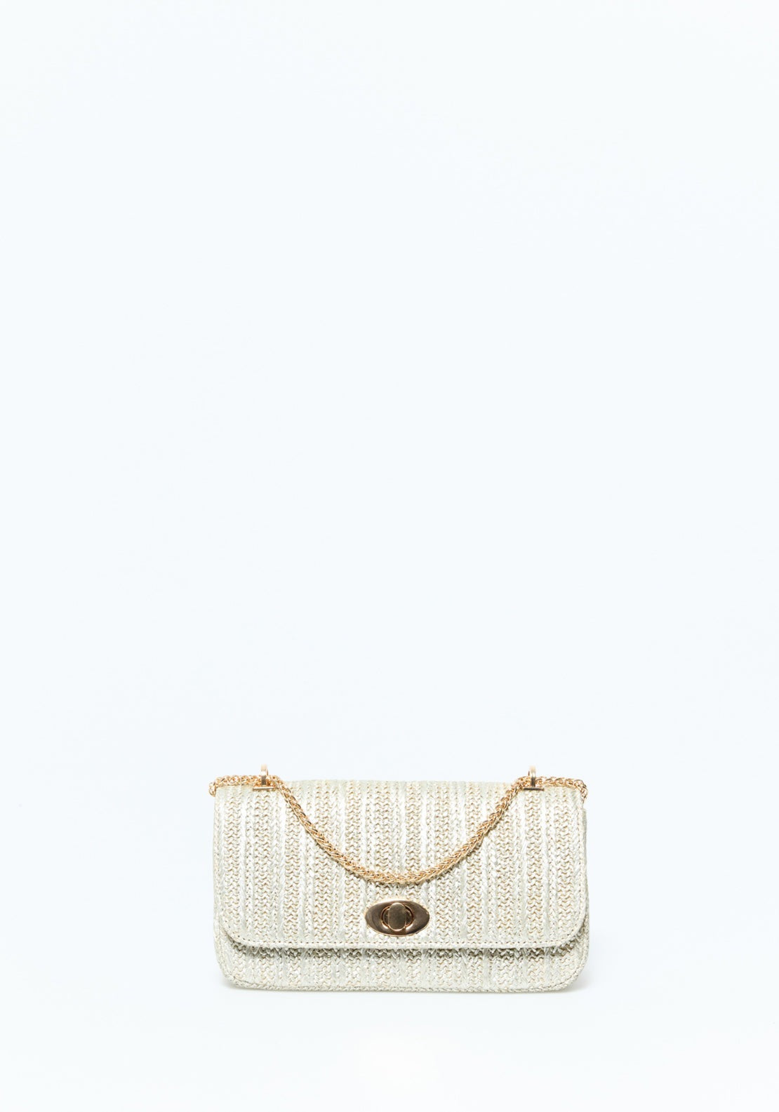 Matte Effect Raffia Crossbody - Gold