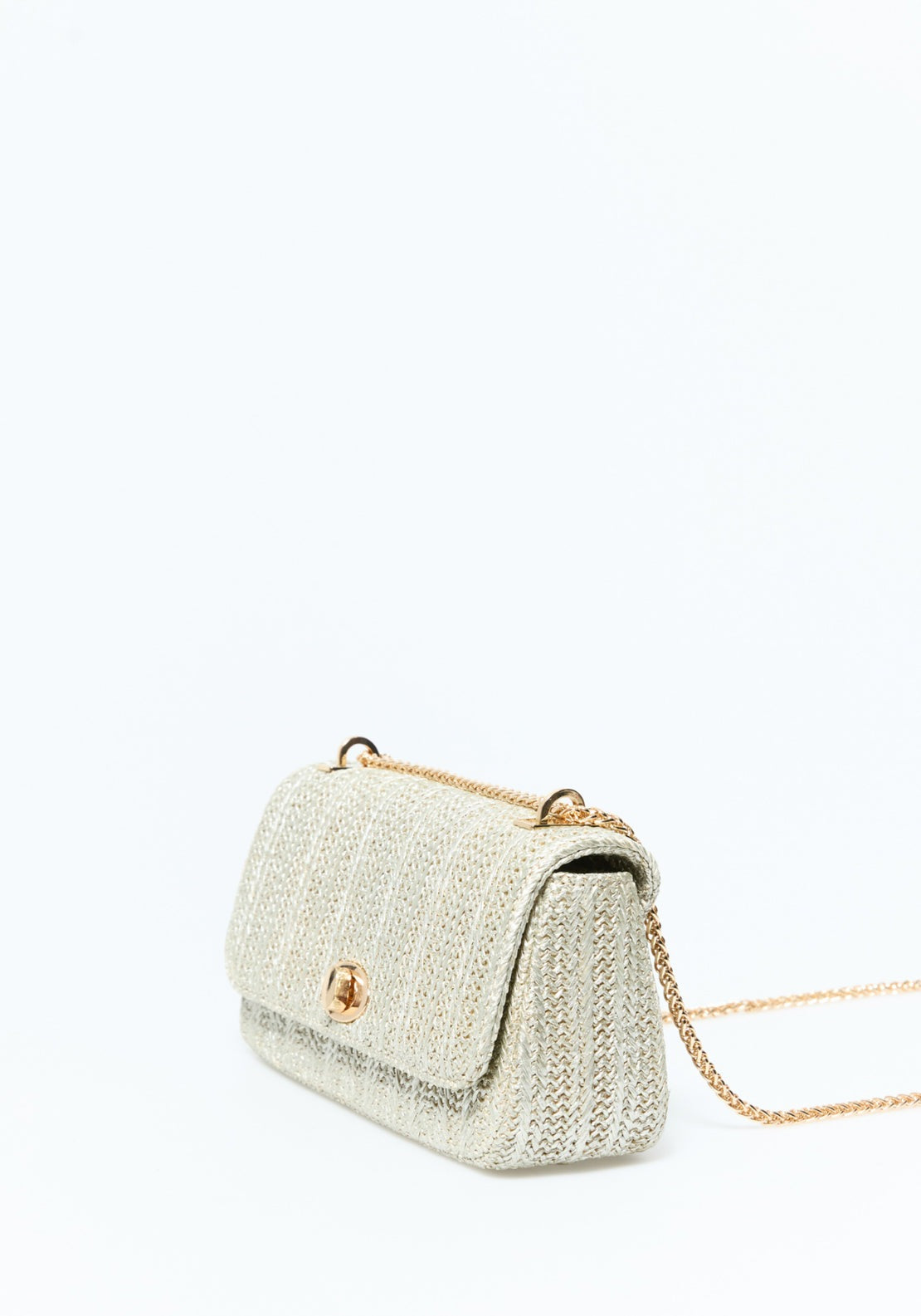 Matte Effect Raffia Crossbody - Gold
