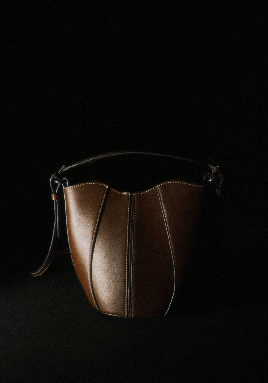 Topstitching Crossbody Bag - Brown