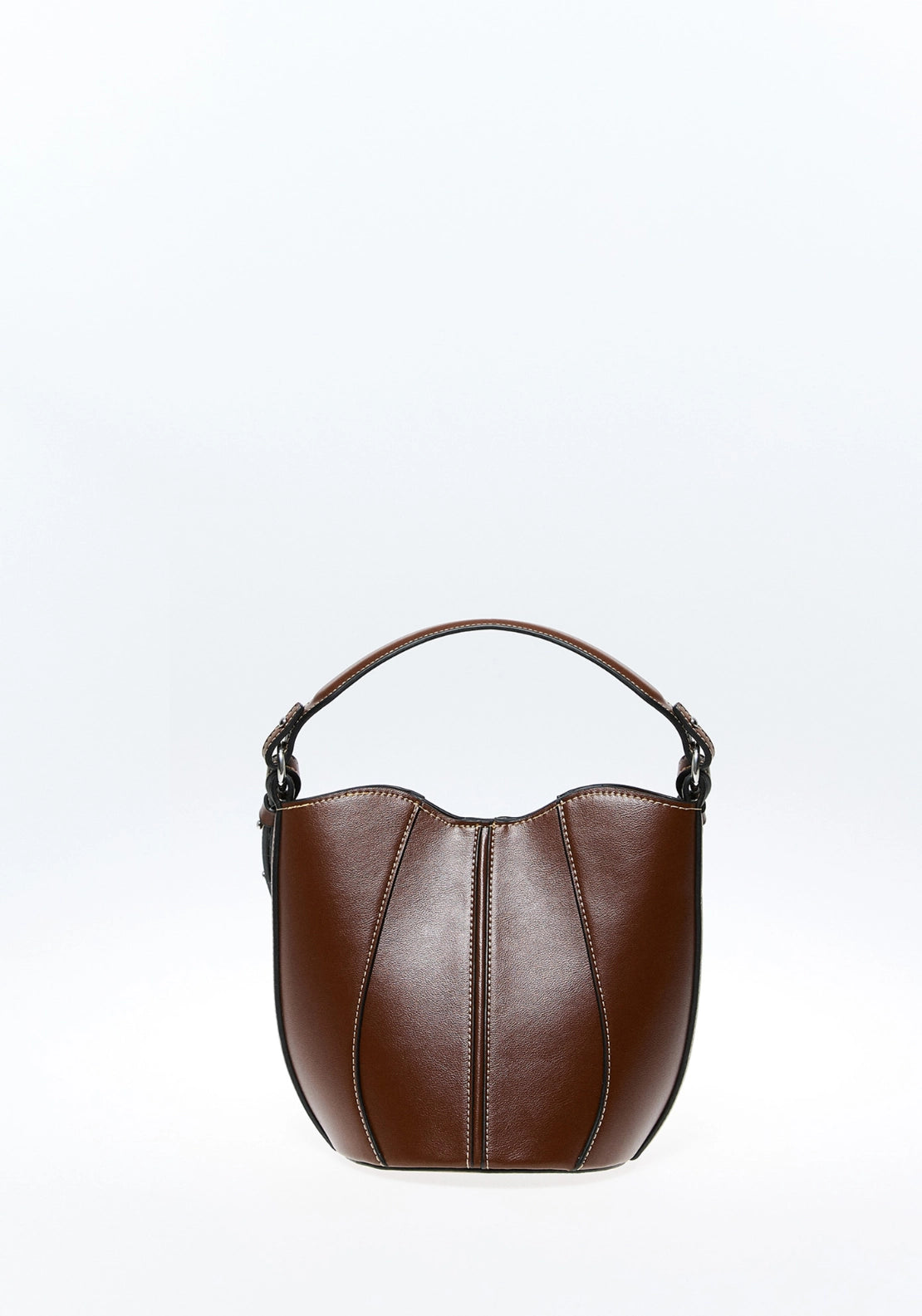 Topstitching Crossbody Bag - Brown