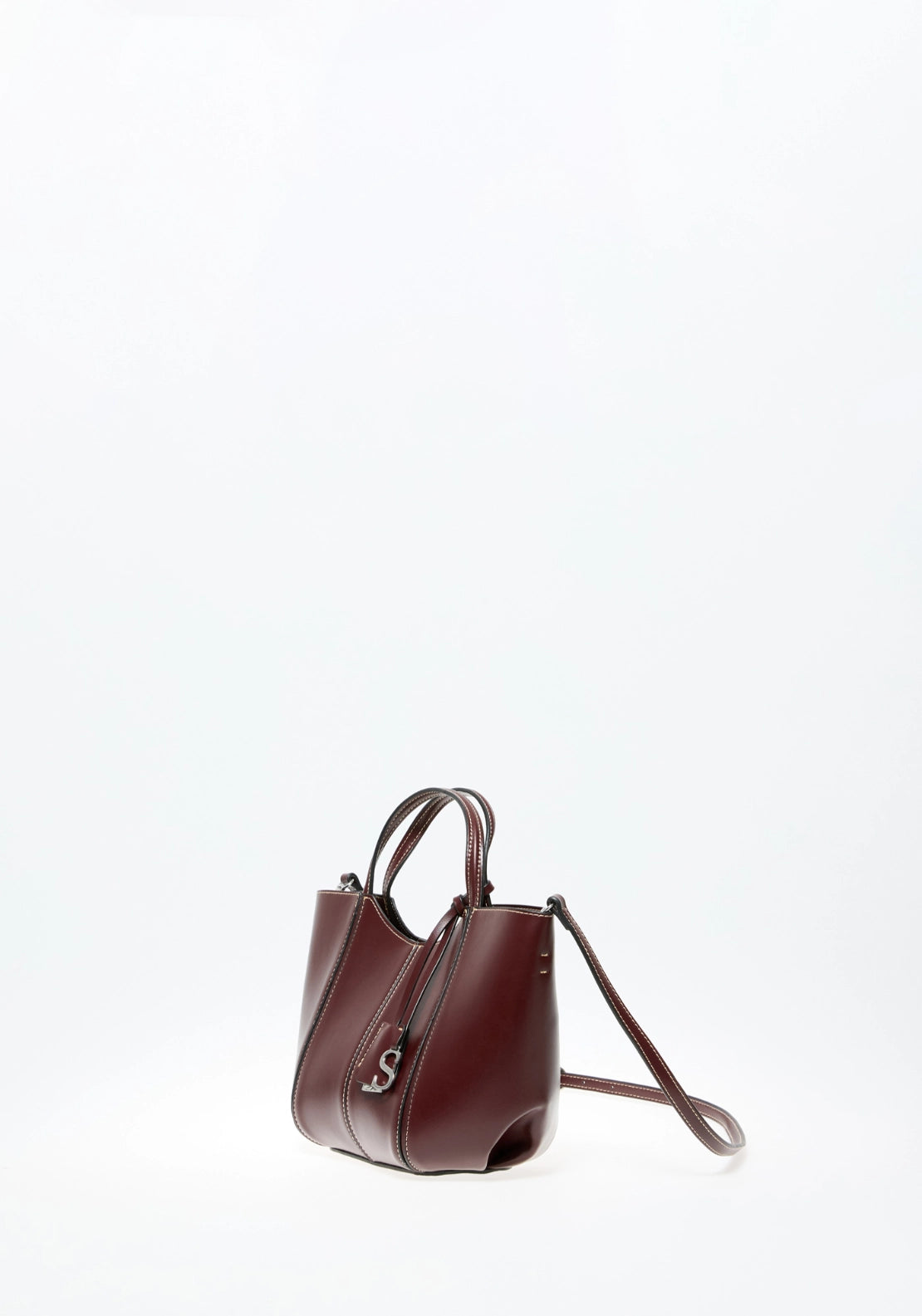Topstitching Handbag - Wine