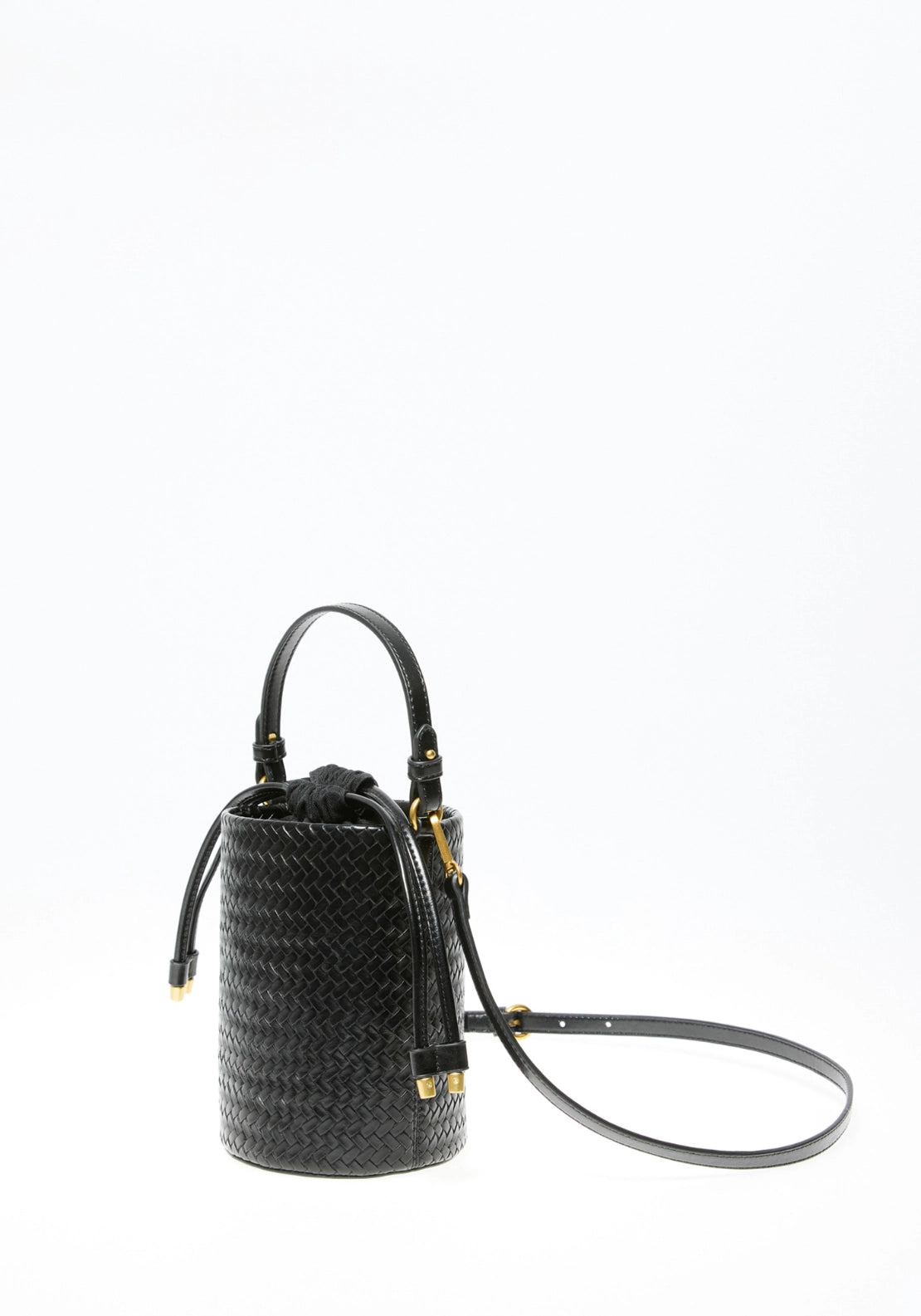 Braided Mini Bucket Bag - Black