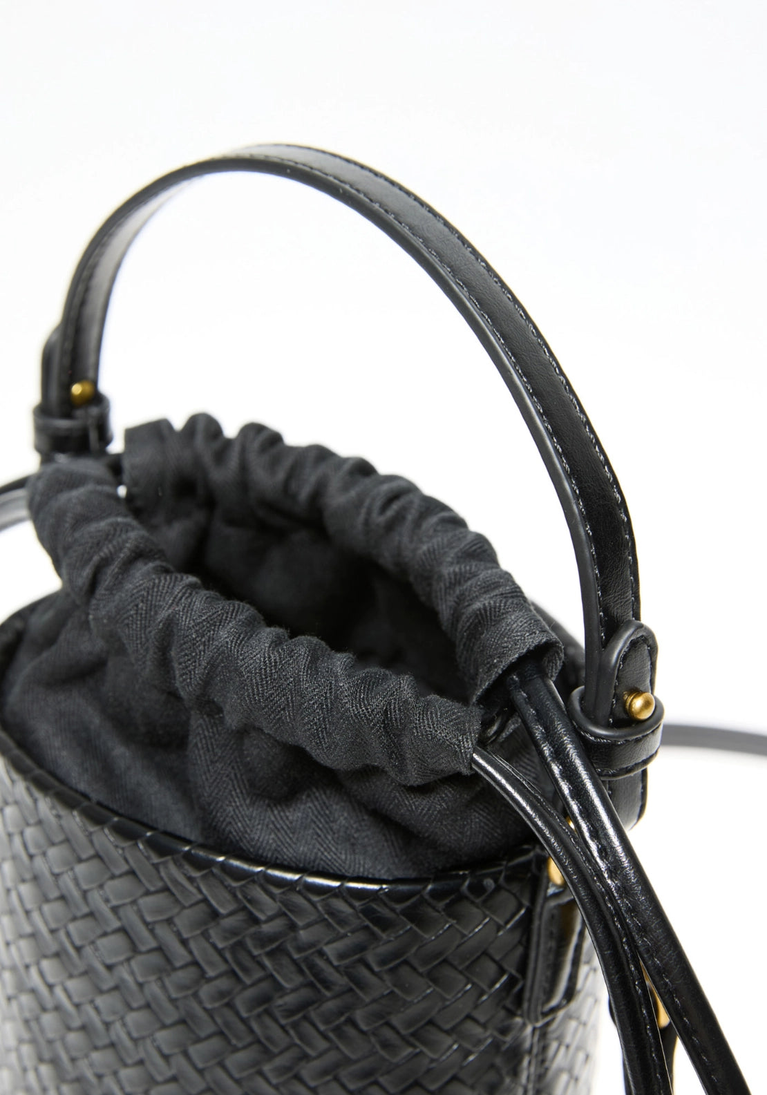 Braided Mini Bucket Bag - Black