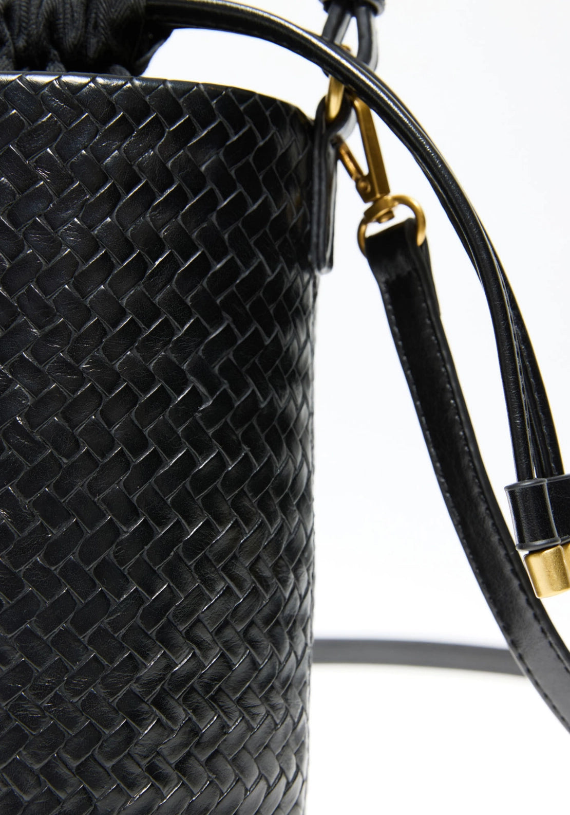 Braided Mini Bucket Bag - Black