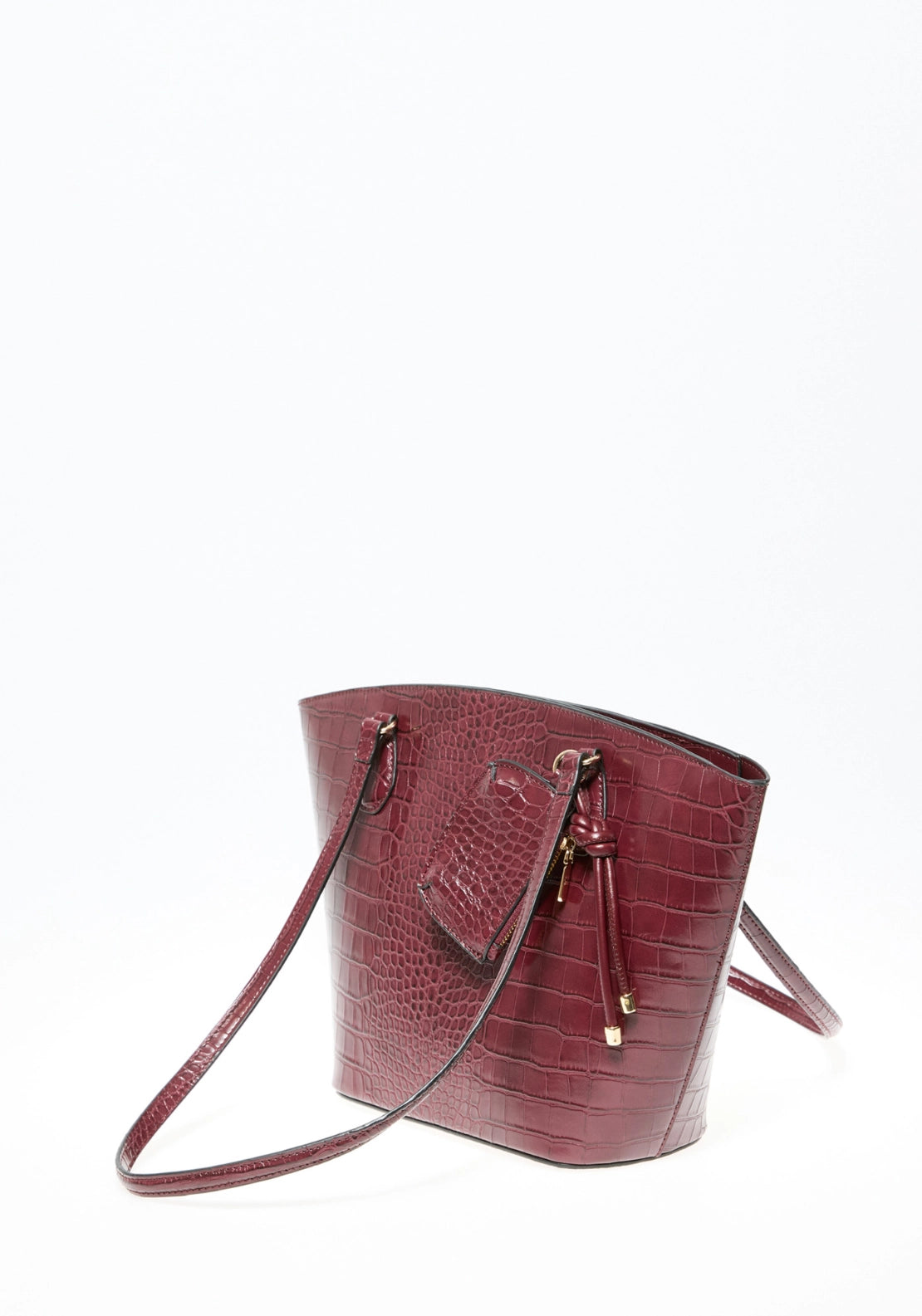 Patent Croc-Effect Shopper - Wine