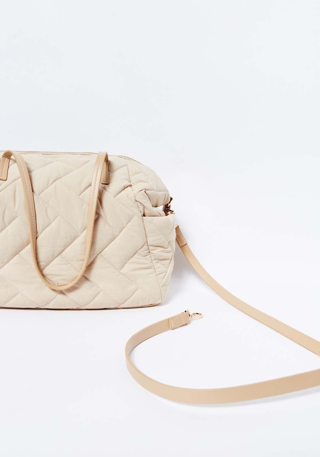 Sfera Quilted nylon bowling bag - Beige 2 Shaws Department Stores