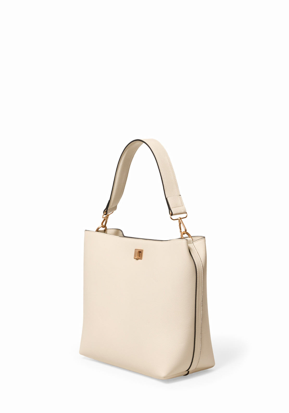 Shoulder Hobo Bag With Clasp - White