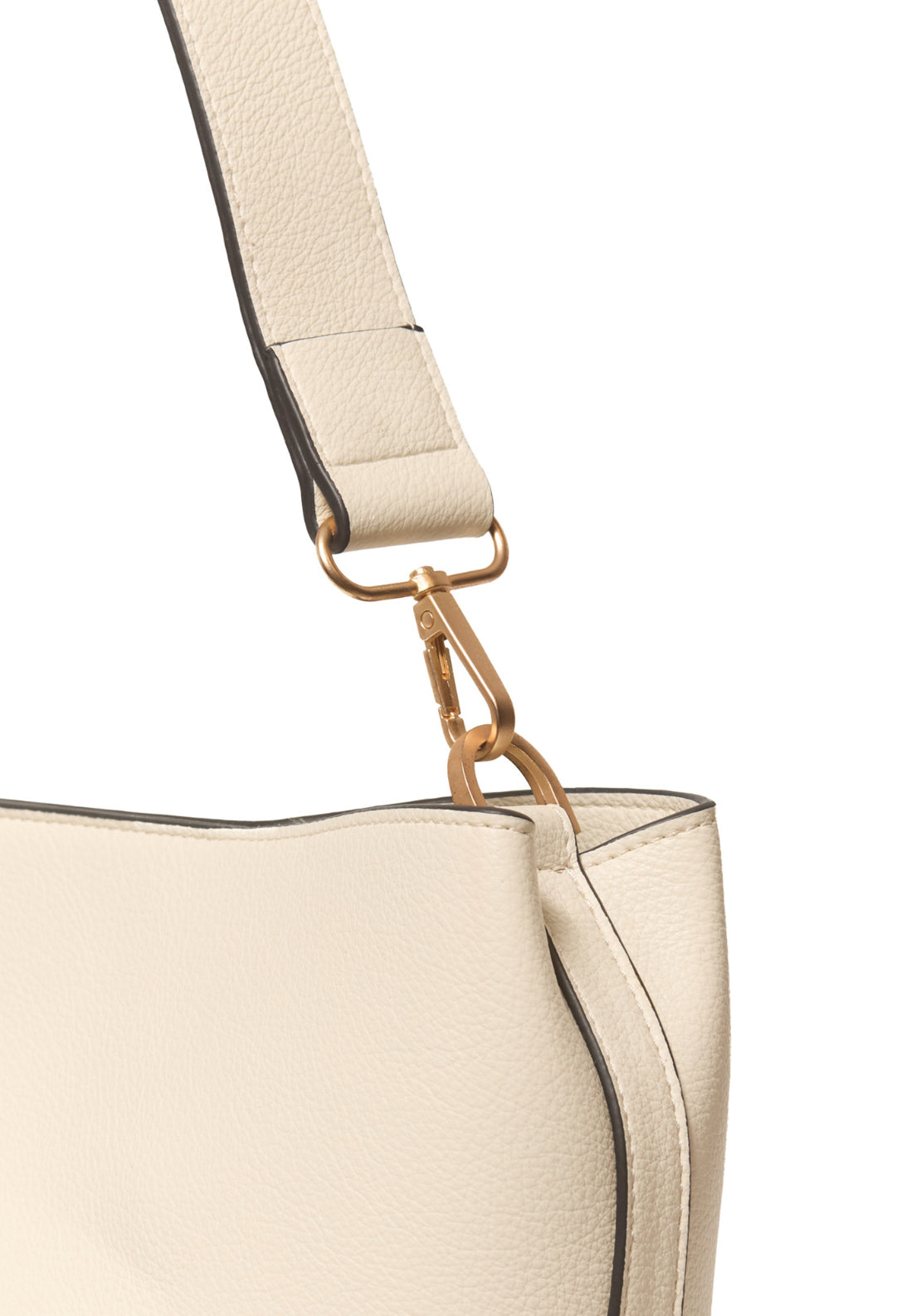 Shoulder Hobo Bag With Clasp - White