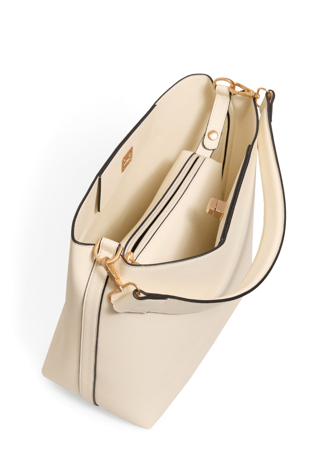 Shoulder Hobo Bag With Clasp - White