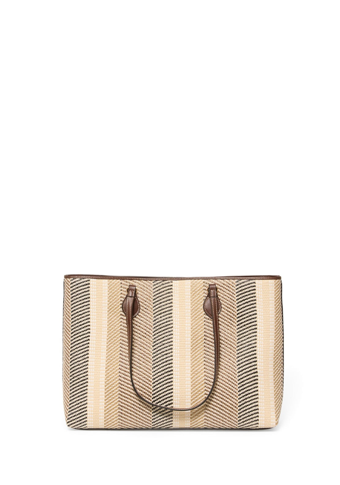 Combined Raffia Shopper Bag - Multicolour