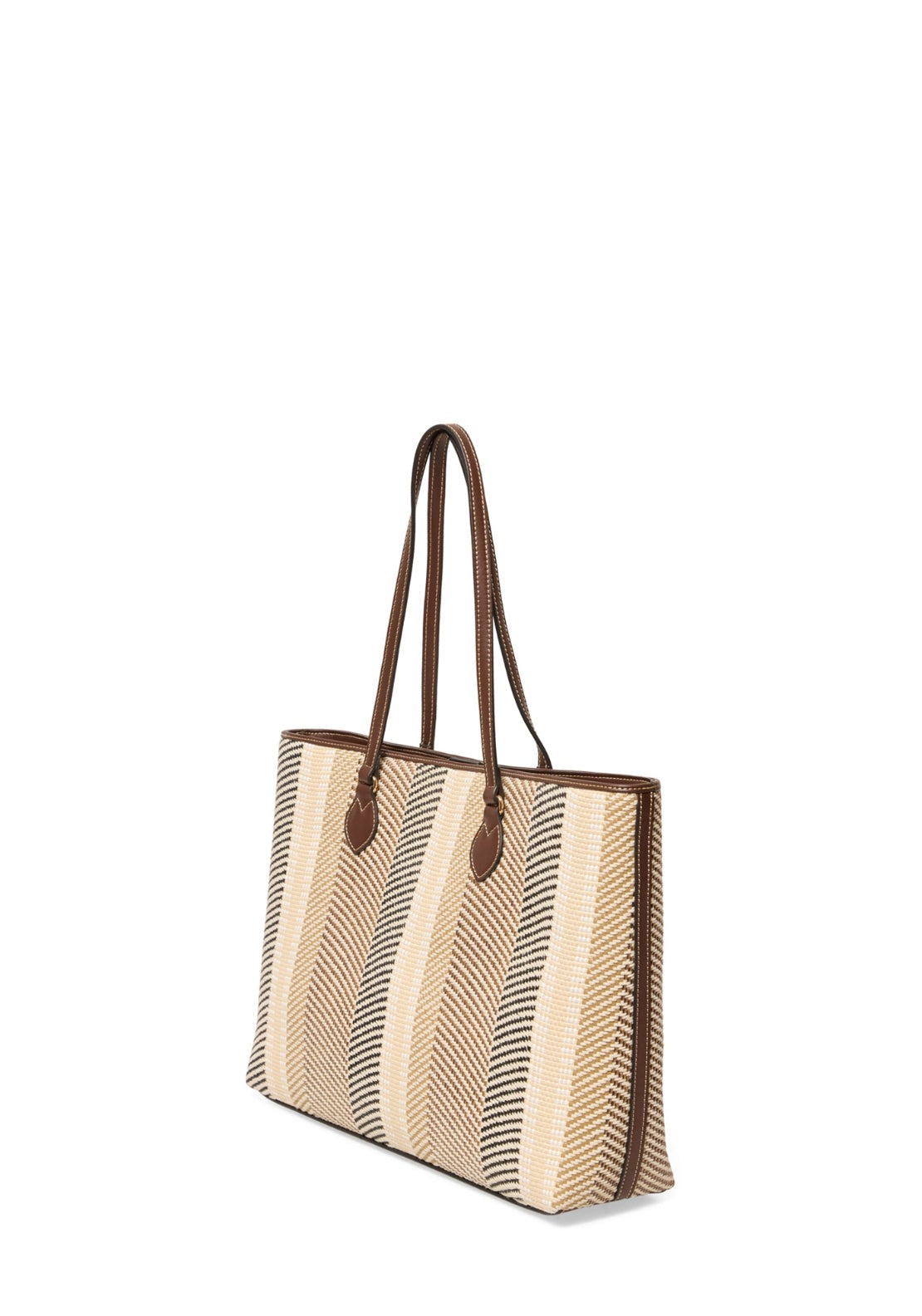 Combined Raffia Shopper Bag - Multicolour