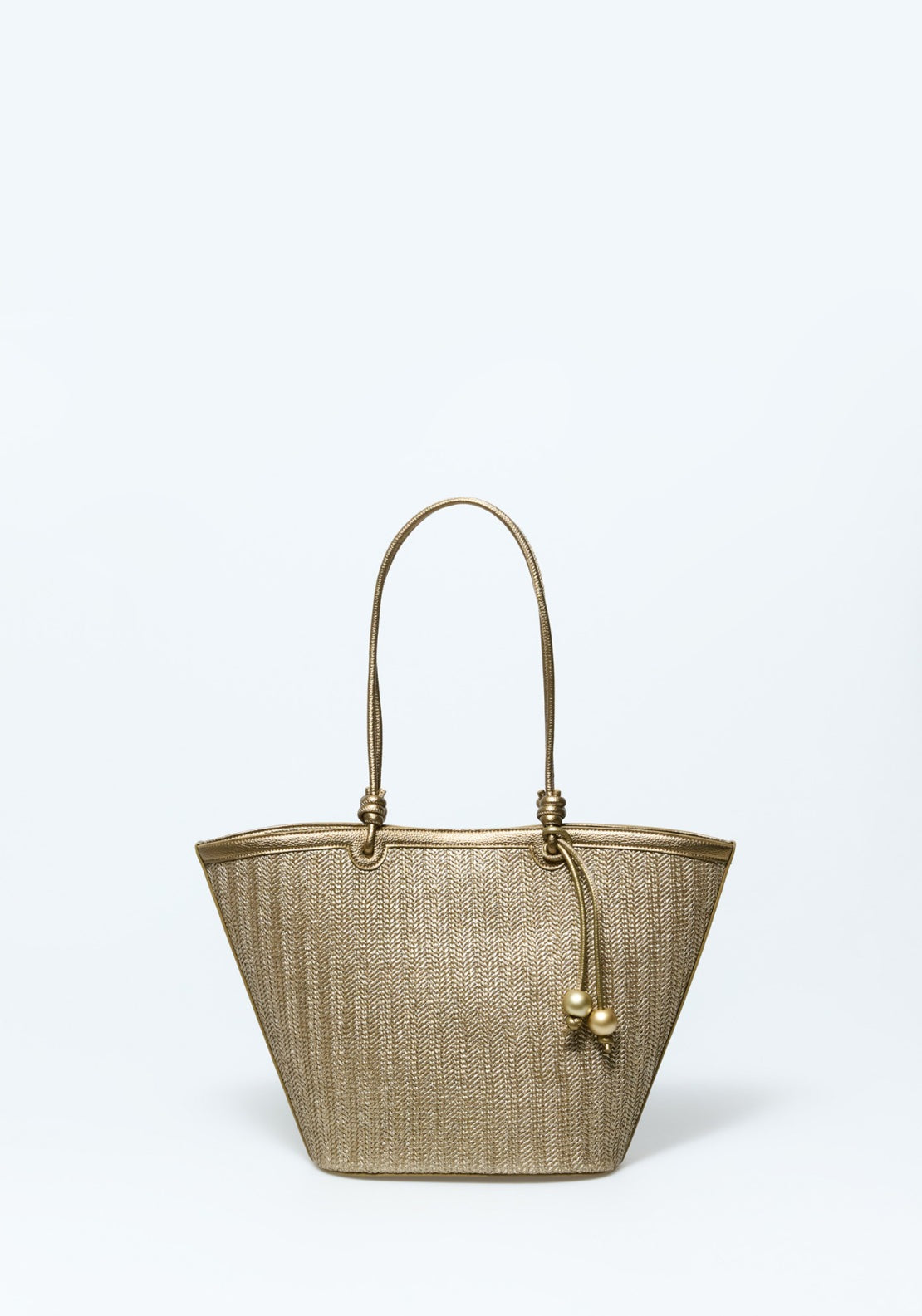 Metallic Raffia Basket Bag - Gold