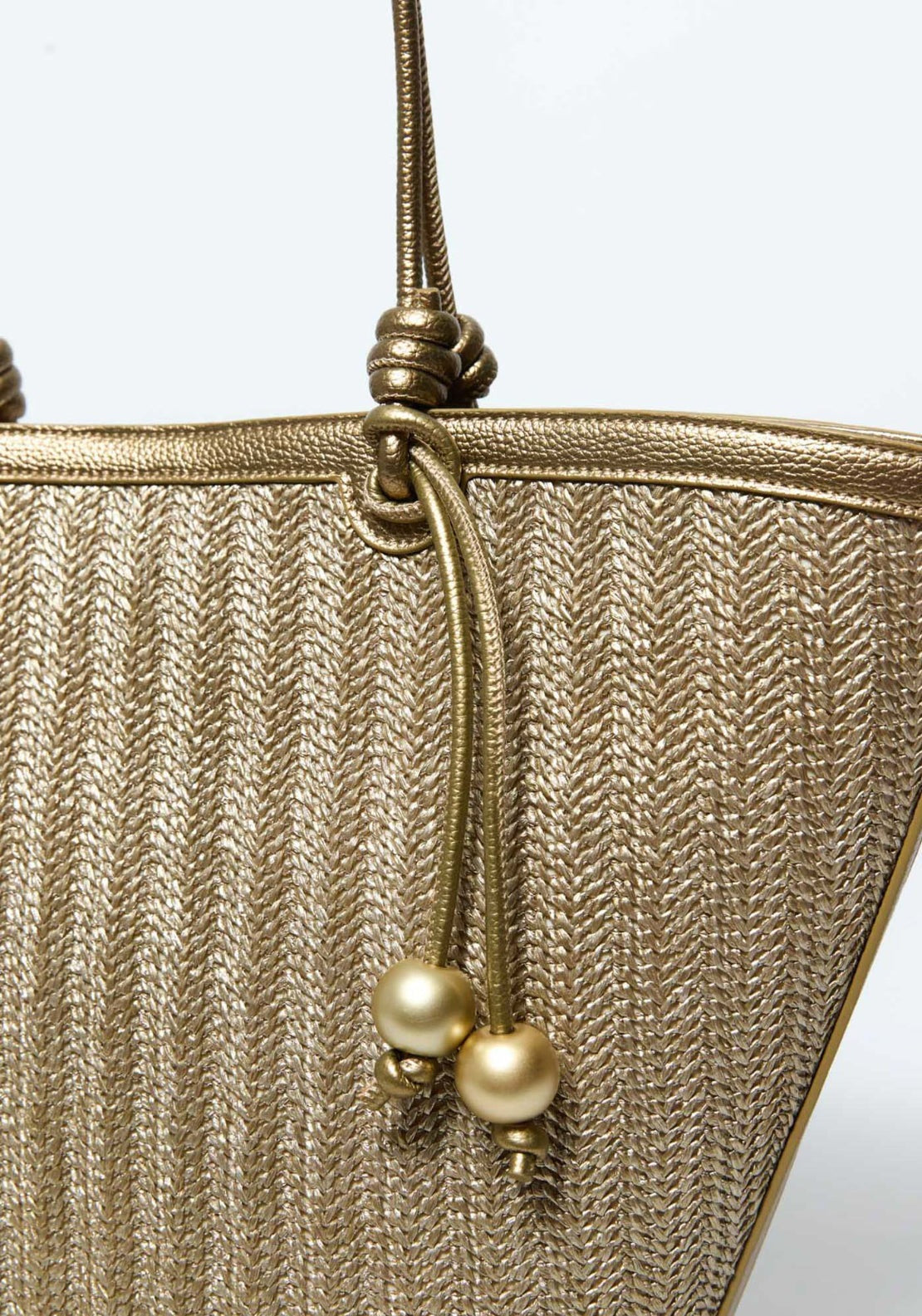Metallic Raffia Basket Bag - Gold