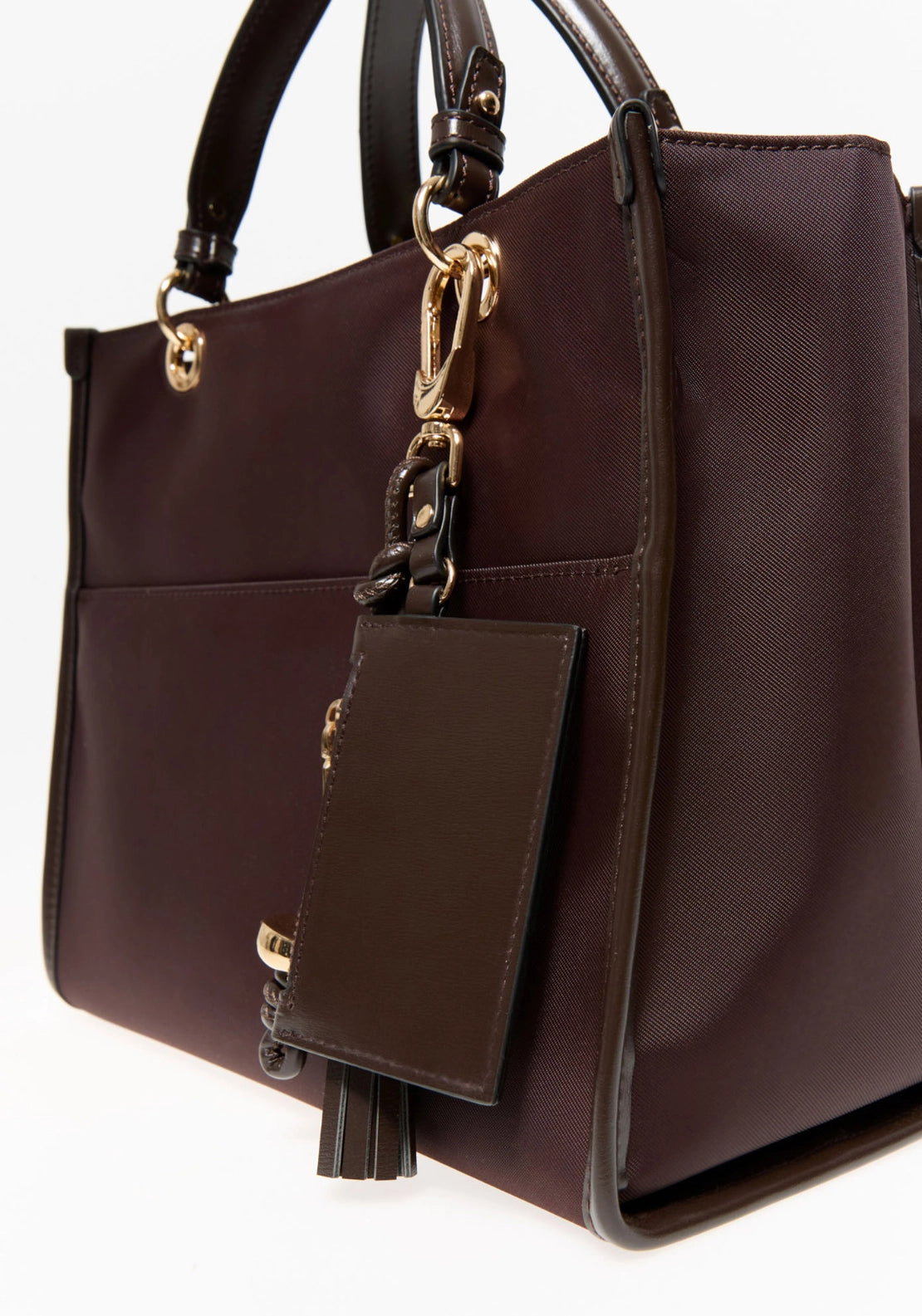 Rigid Handle Nylon Bag - Brown