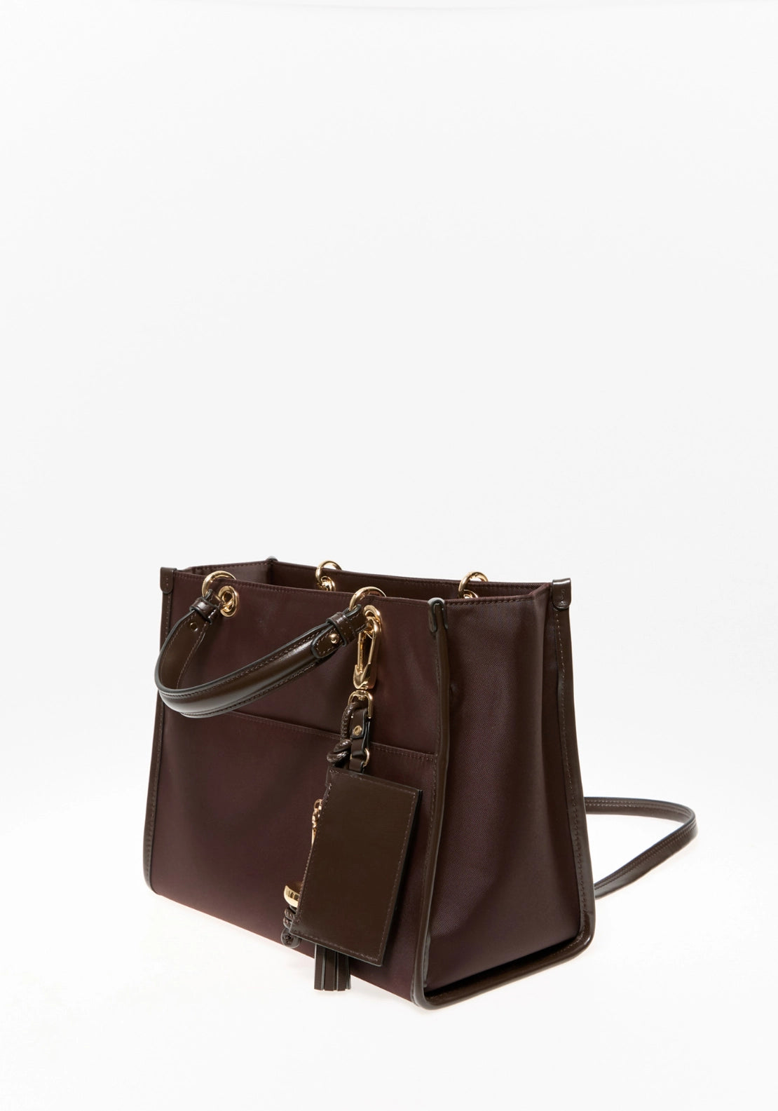 Rigid Handle Nylon Bag - Brown