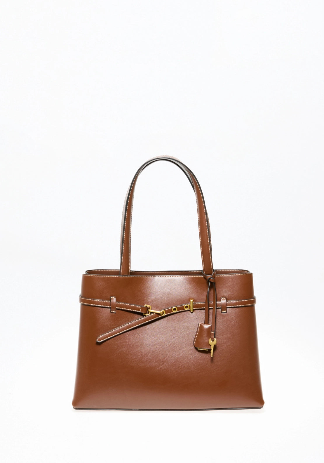 Belt Detail Office Bag - Brown