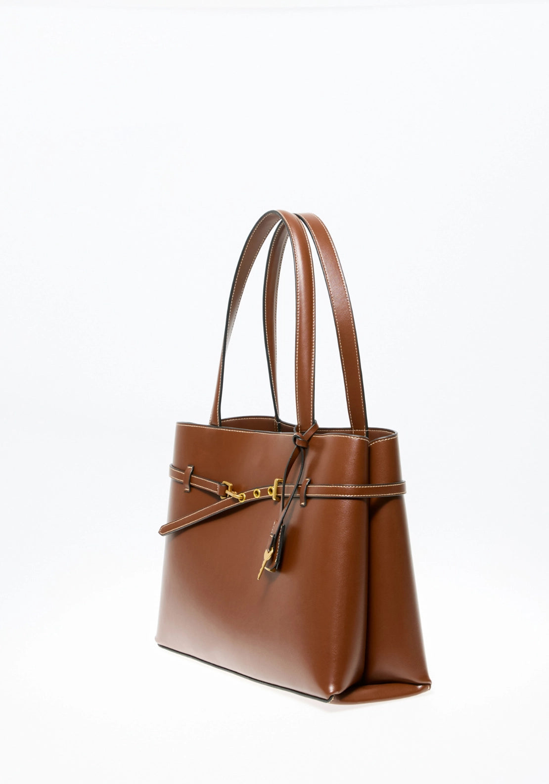 Belt Detail Office Bag - Brown