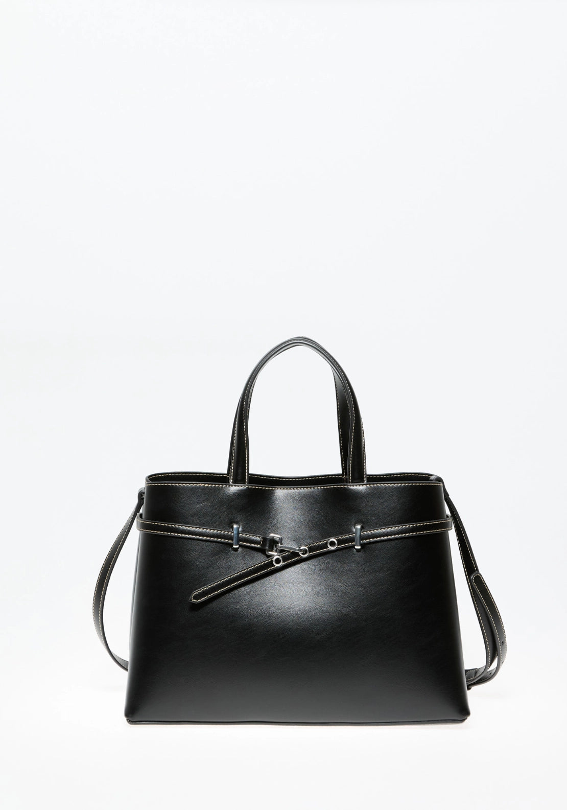 Belt Detail Office Tote - Black