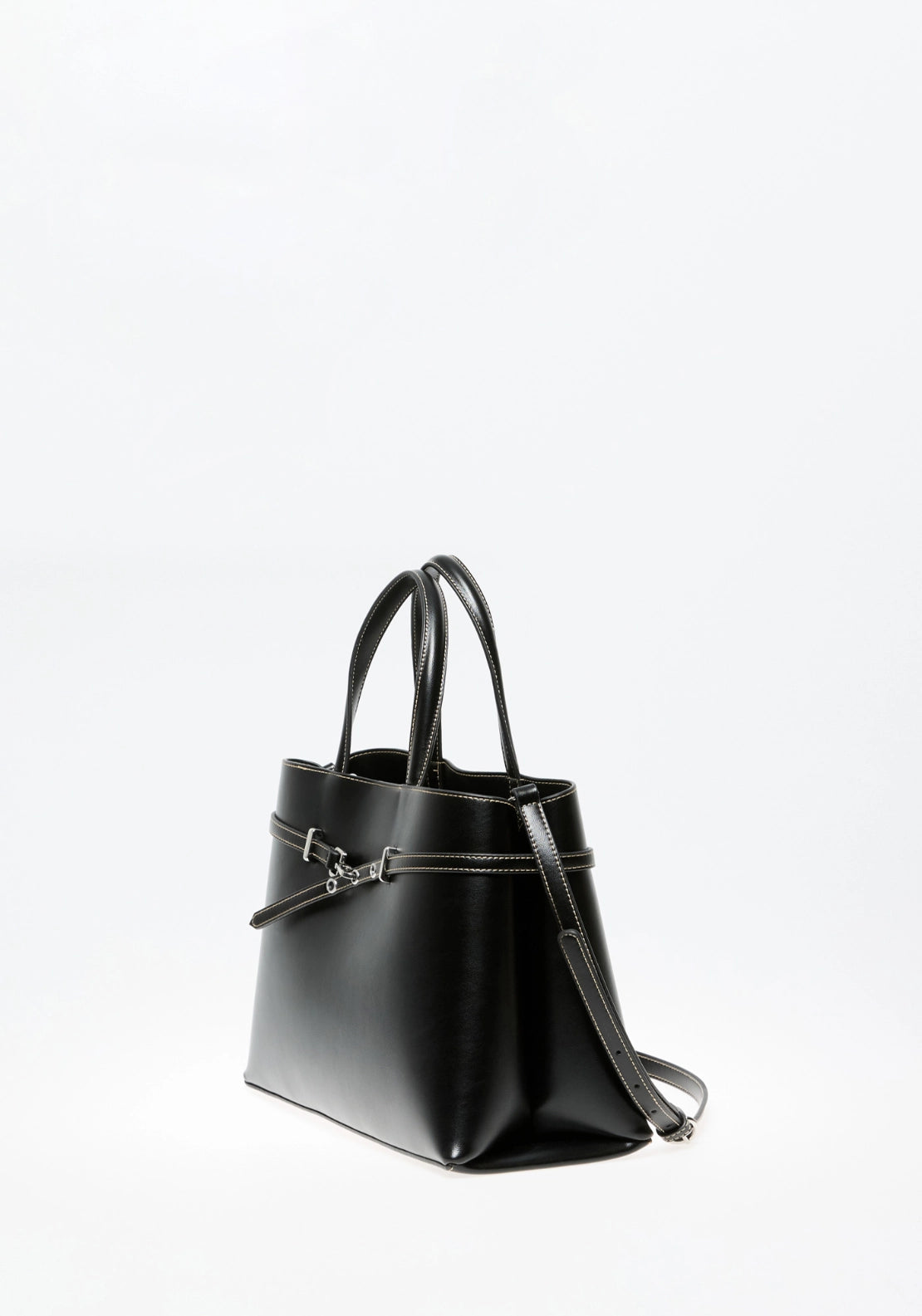 Belt Detail Office Tote - Black