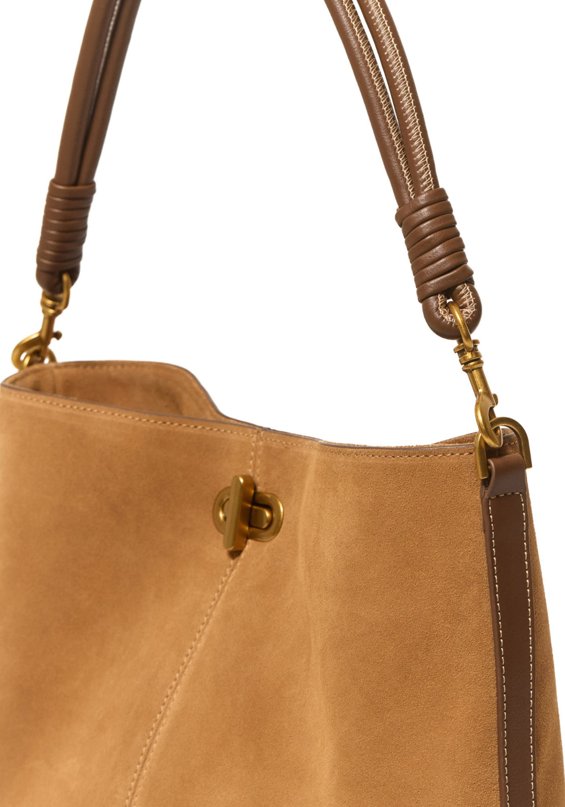 Leather Hobo With Clasp - Brown