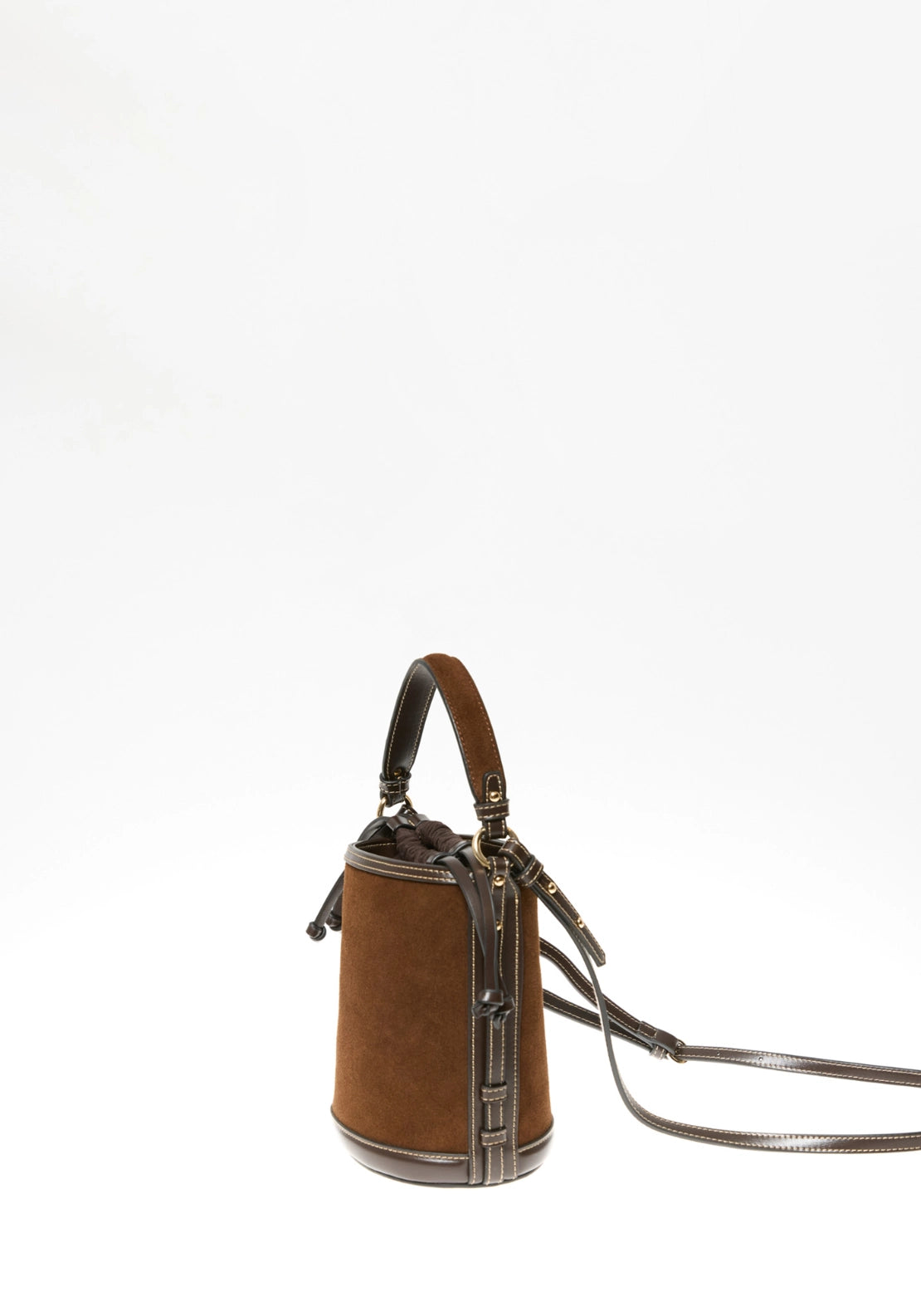 Leather Bucket Bag - Brown