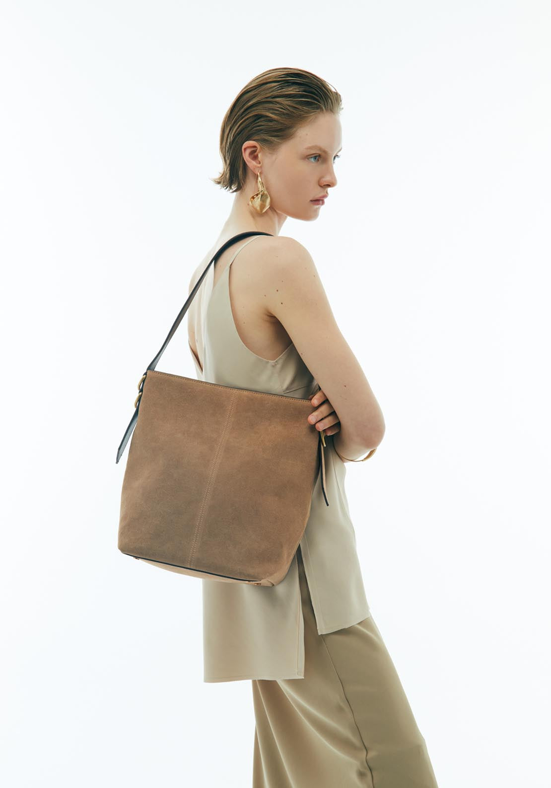 Plain Leather Bag - Brown