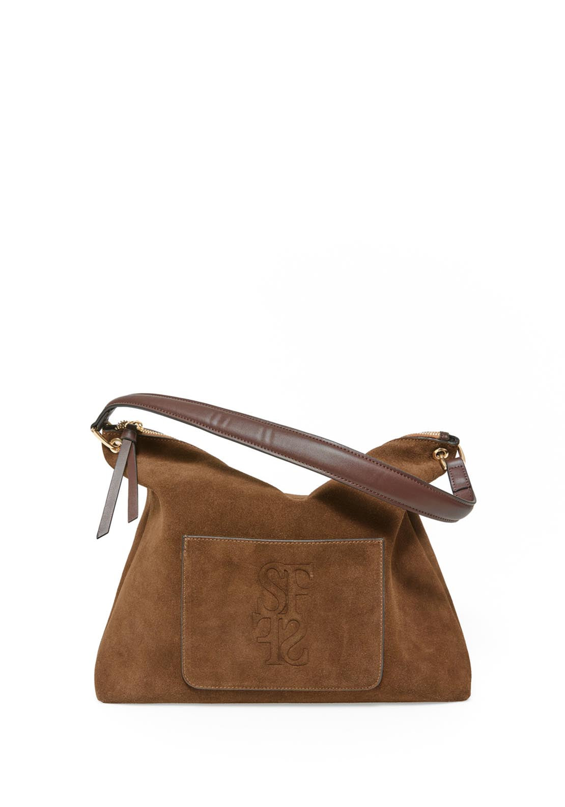 Leather Bag With Pocket - Brown