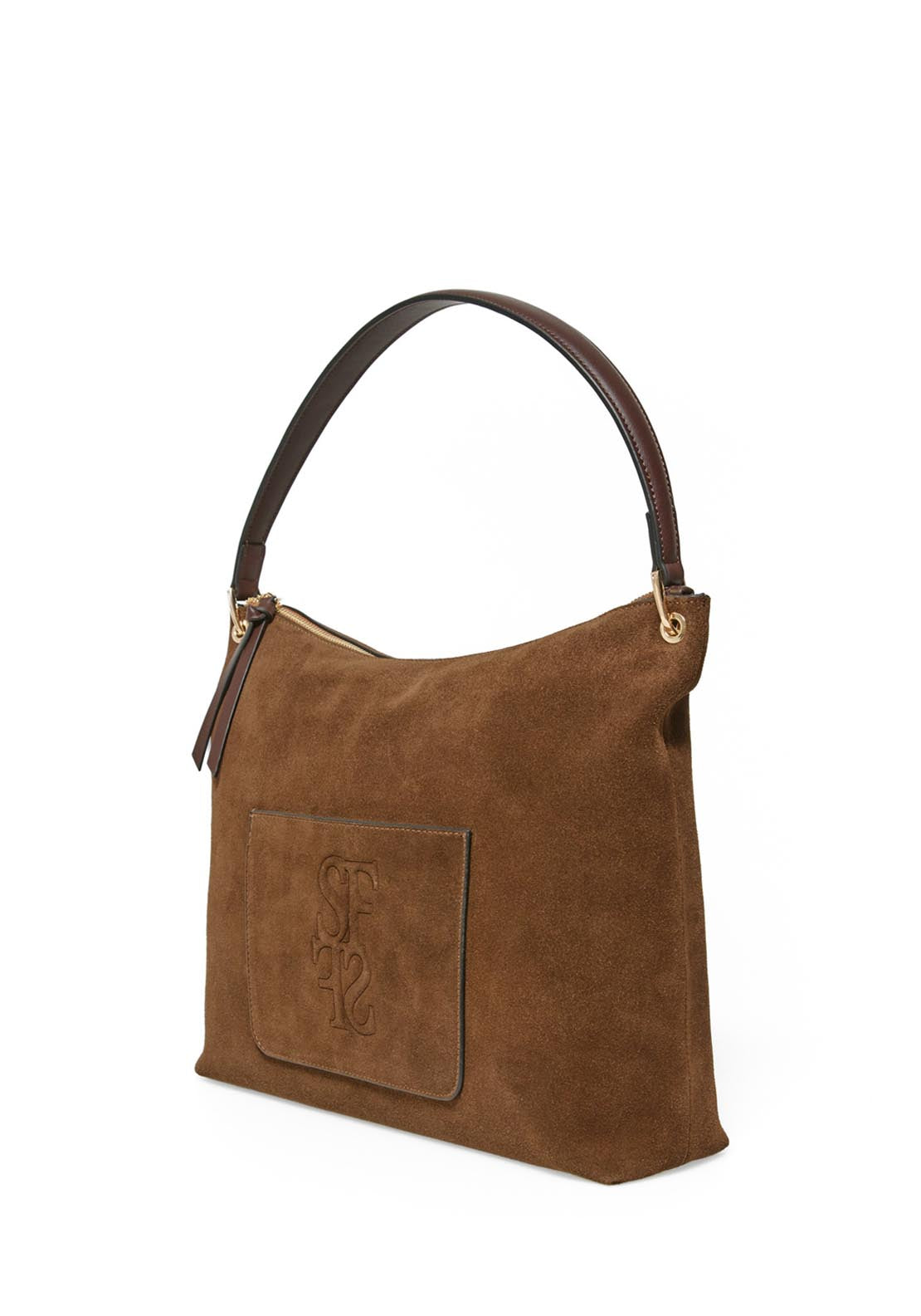 Leather Bag With Pocket - Brown