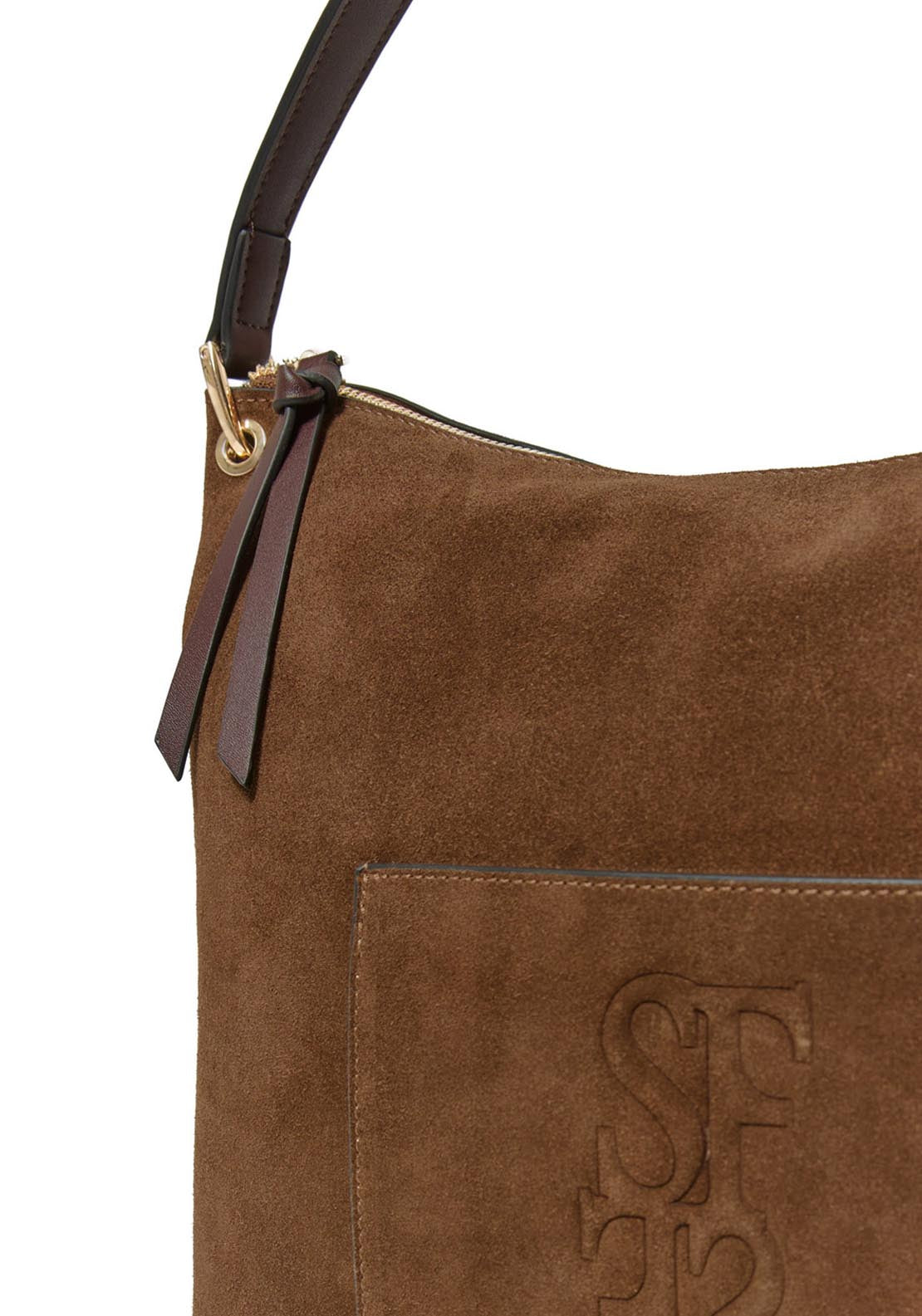 Leather Bag With Pocket - Brown