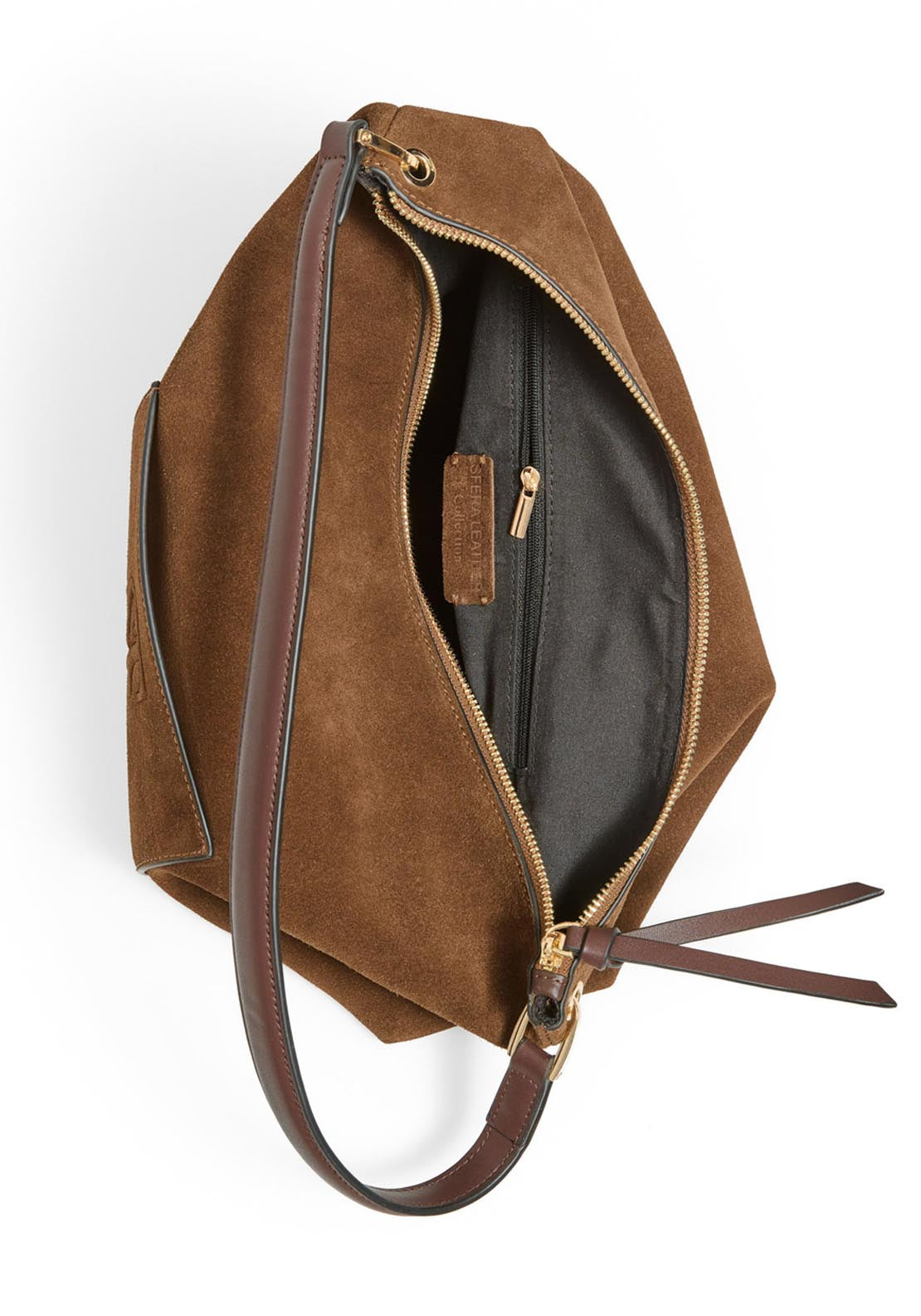 Leather Bag With Pocket - Brown
