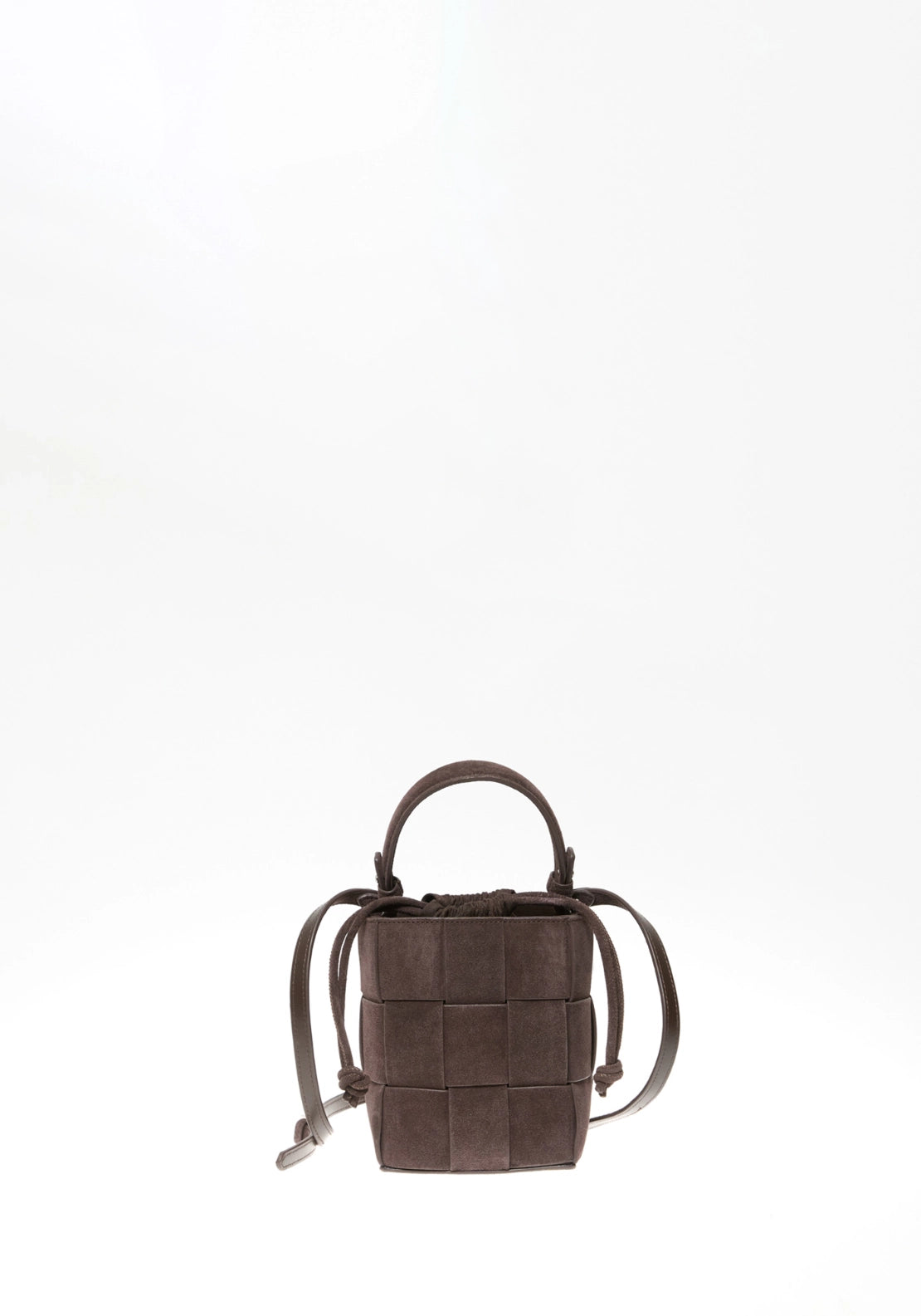 Mini Leather Bucket Bag - Brown