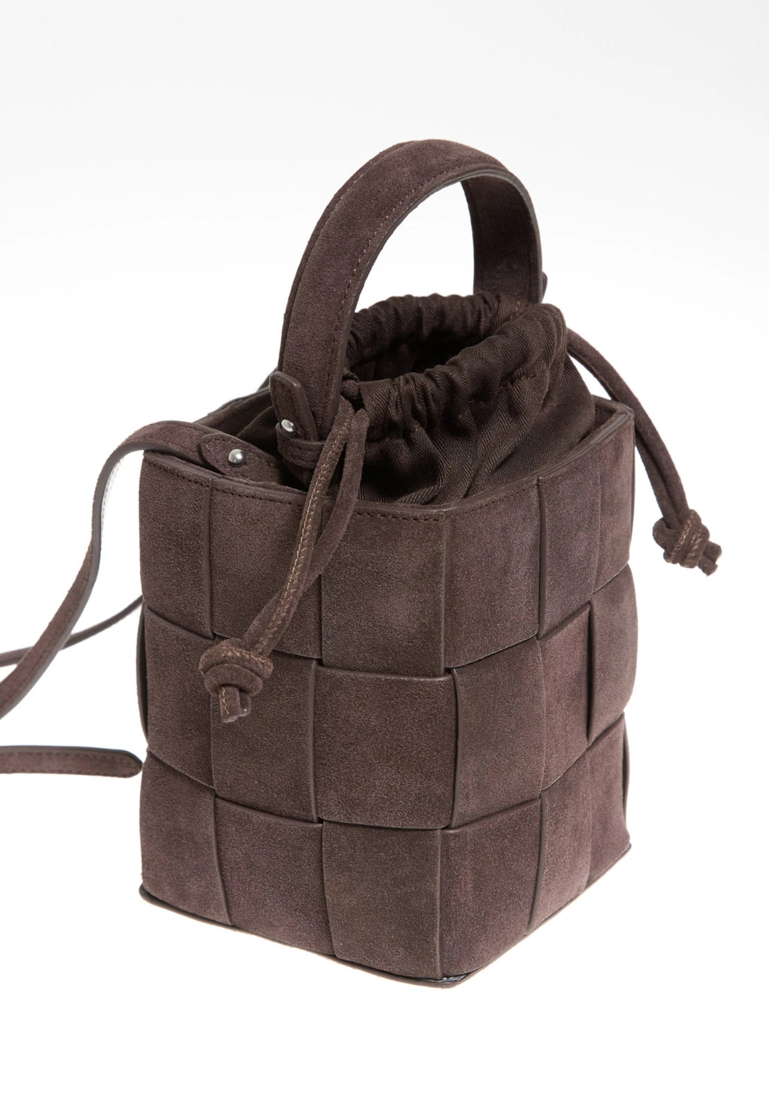 Mini Leather Bucket Bag - Brown