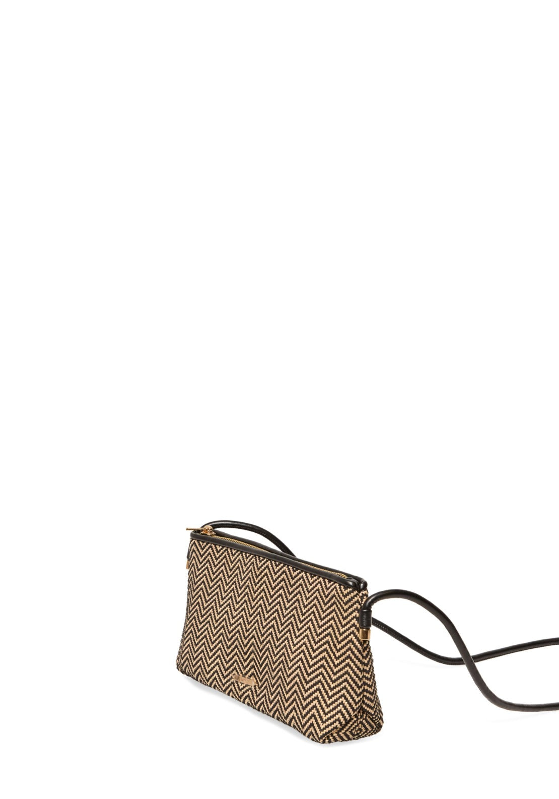 Printed Raffia Mini Bag - Black
