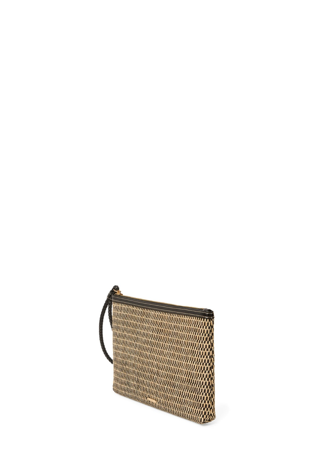 Printed Raffia Wallet - Black
