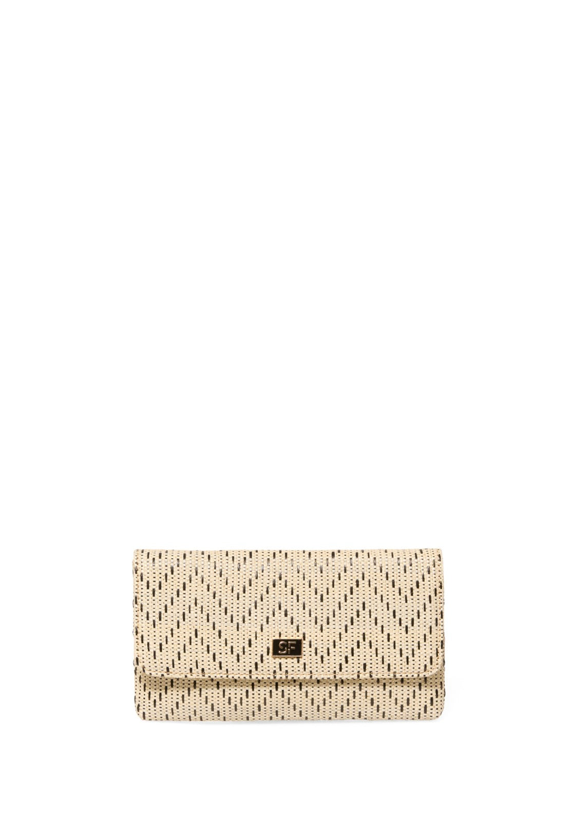 Printed Raffia Envelope Bag - Ecru
