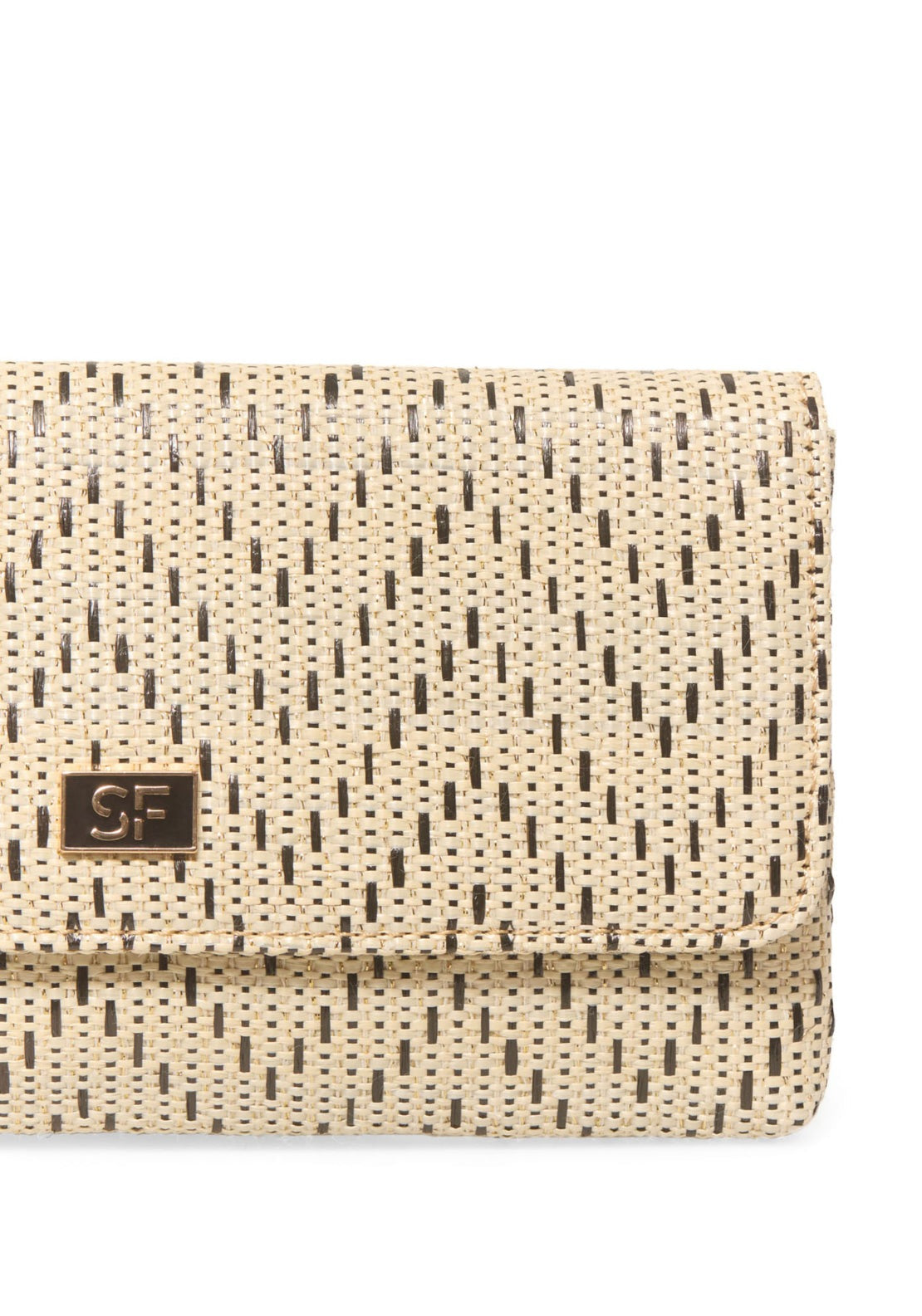 Printed Raffia Envelope Bag - Ecru