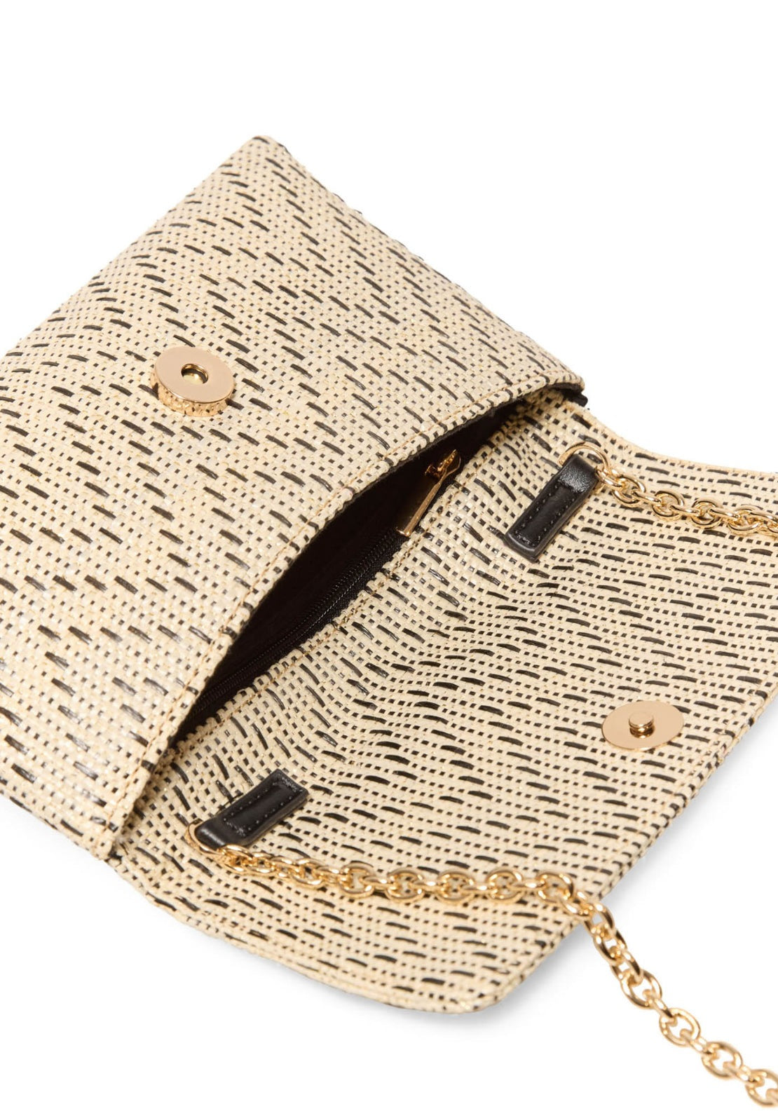 Printed Raffia Envelope Bag - Ecru