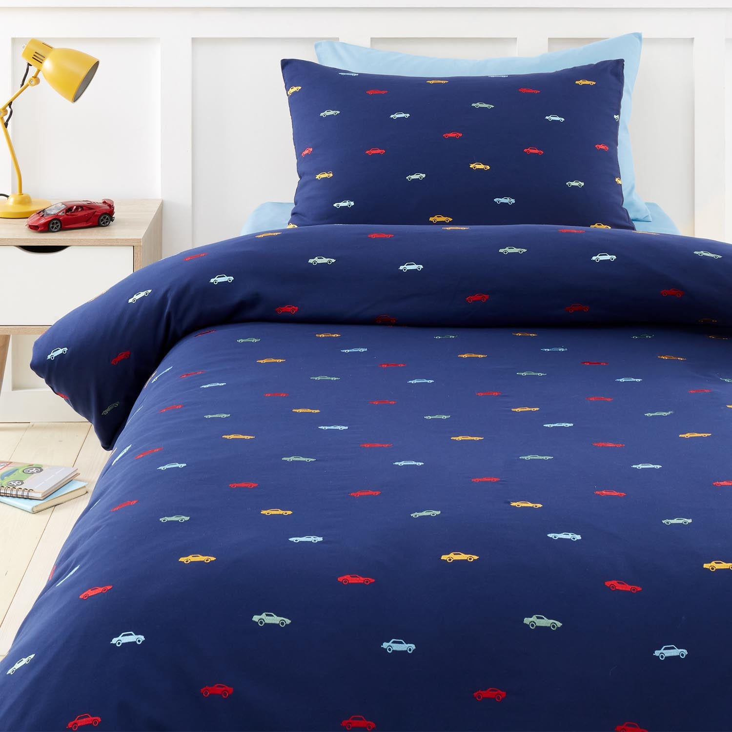 The Home Collection Embroidered Colourful Cars Duvet Cover Set Blue 1 Shaws Department Stores
