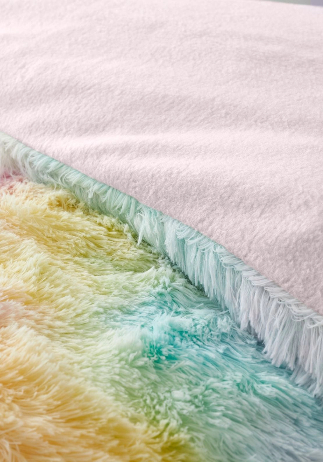 Catherine Lansfield Rainbow Cuddly Deep Pile Faux Fur Duvet Cover Set - Multi 3 Shaws Department Stores