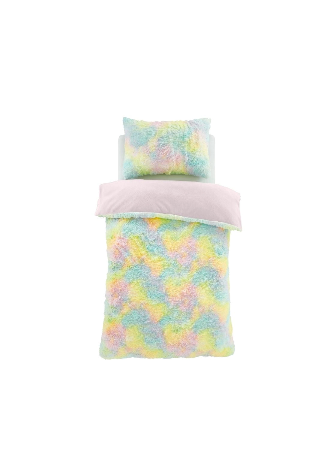 Catherine Lansfield Rainbow Cuddly Deep Pile Faux Fur Duvet Cover Set - Multi 4 Shaws Department Stores