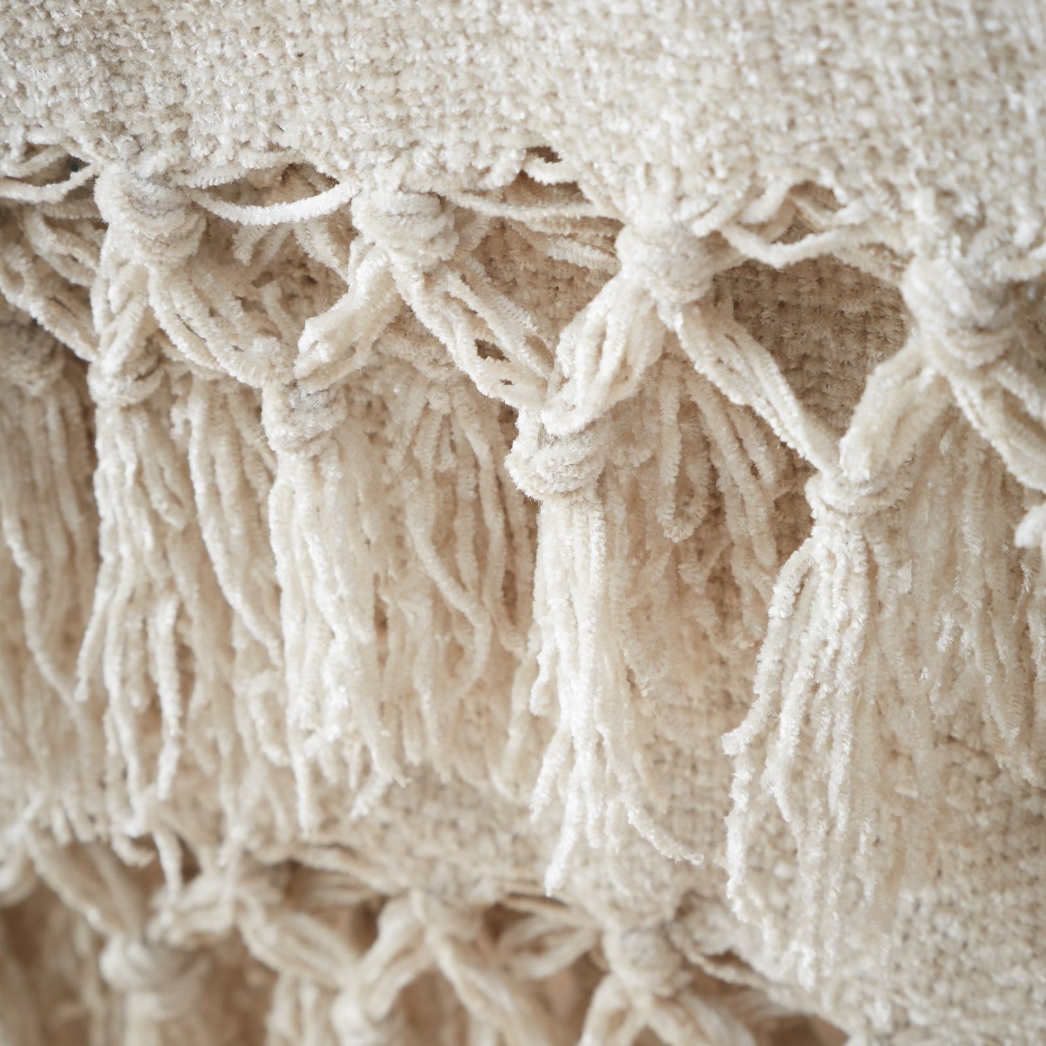 Catherine Lansfield Wilson Chenille Tassel Throw 130X170Cm - Natural 4 Shaws Department Stores
