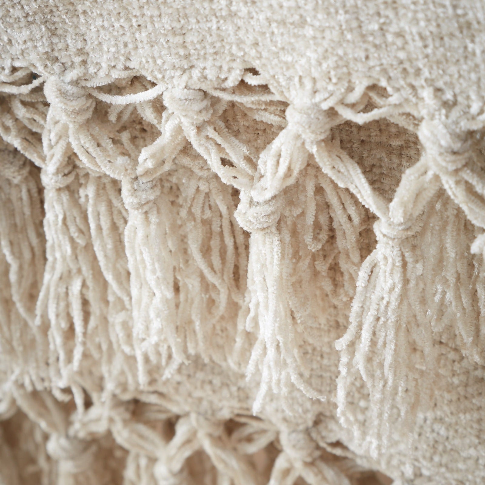 Catherine Lansfield Wilson Chenille Tassel Throw 130X170Cm - Natural 4 Shaws Department Stores
