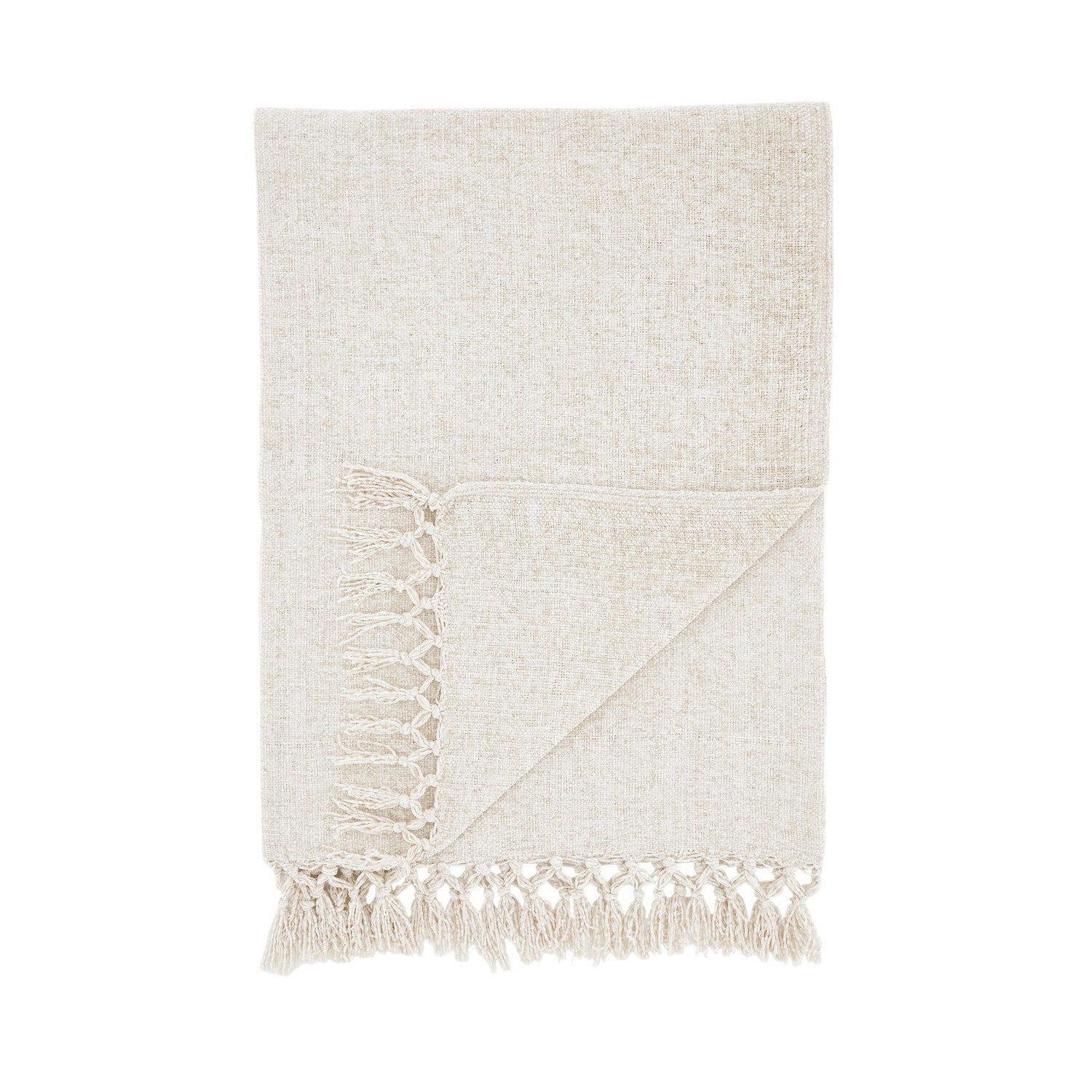 Catherine Lansfield Wilson Chenille Tassel Throw 130X170Cm - Natural 5 Shaws Department Stores